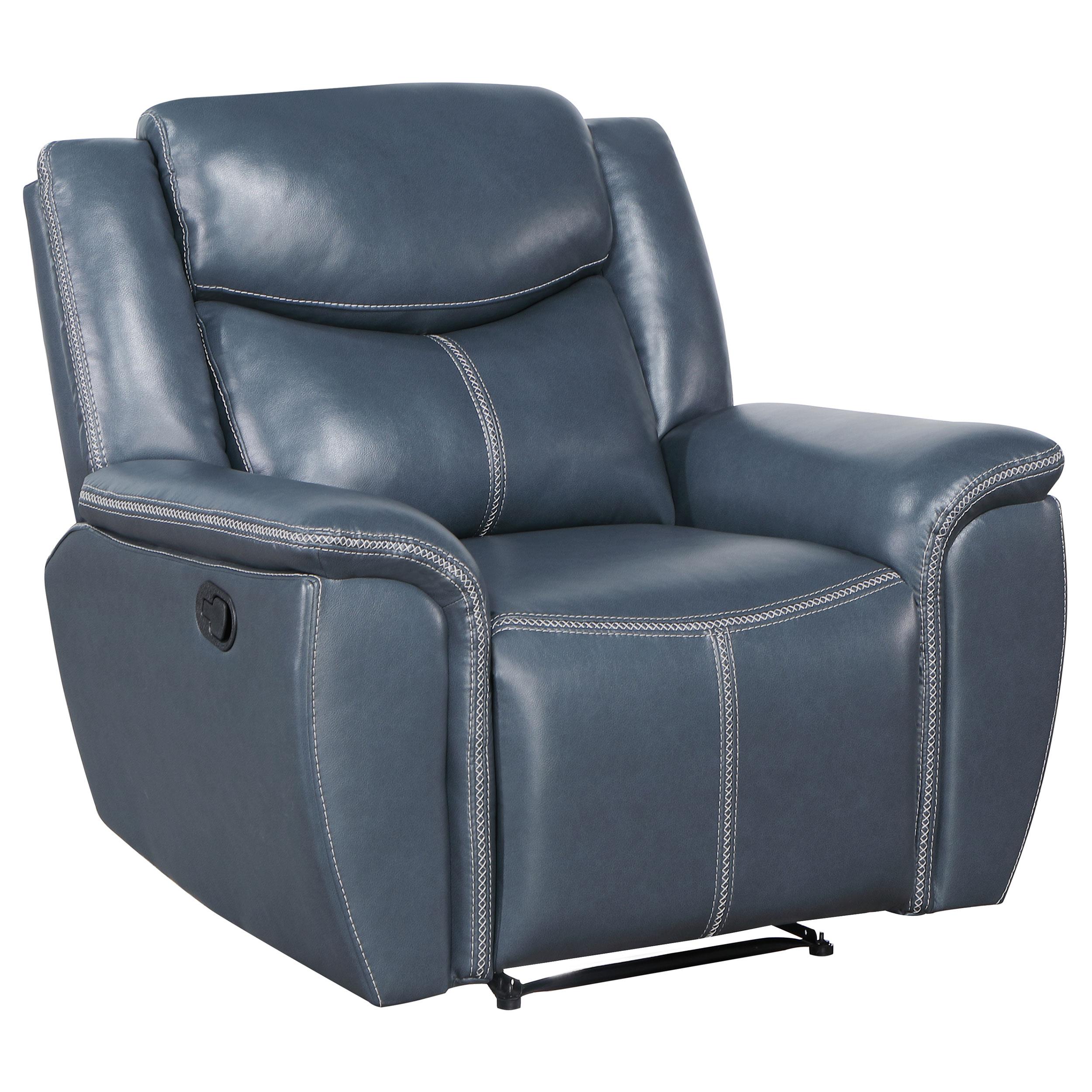 Coaster 610273 Sloane Upholstered Padded Arm Recliner Chair Blue 610273 Rozman Brother Inc
