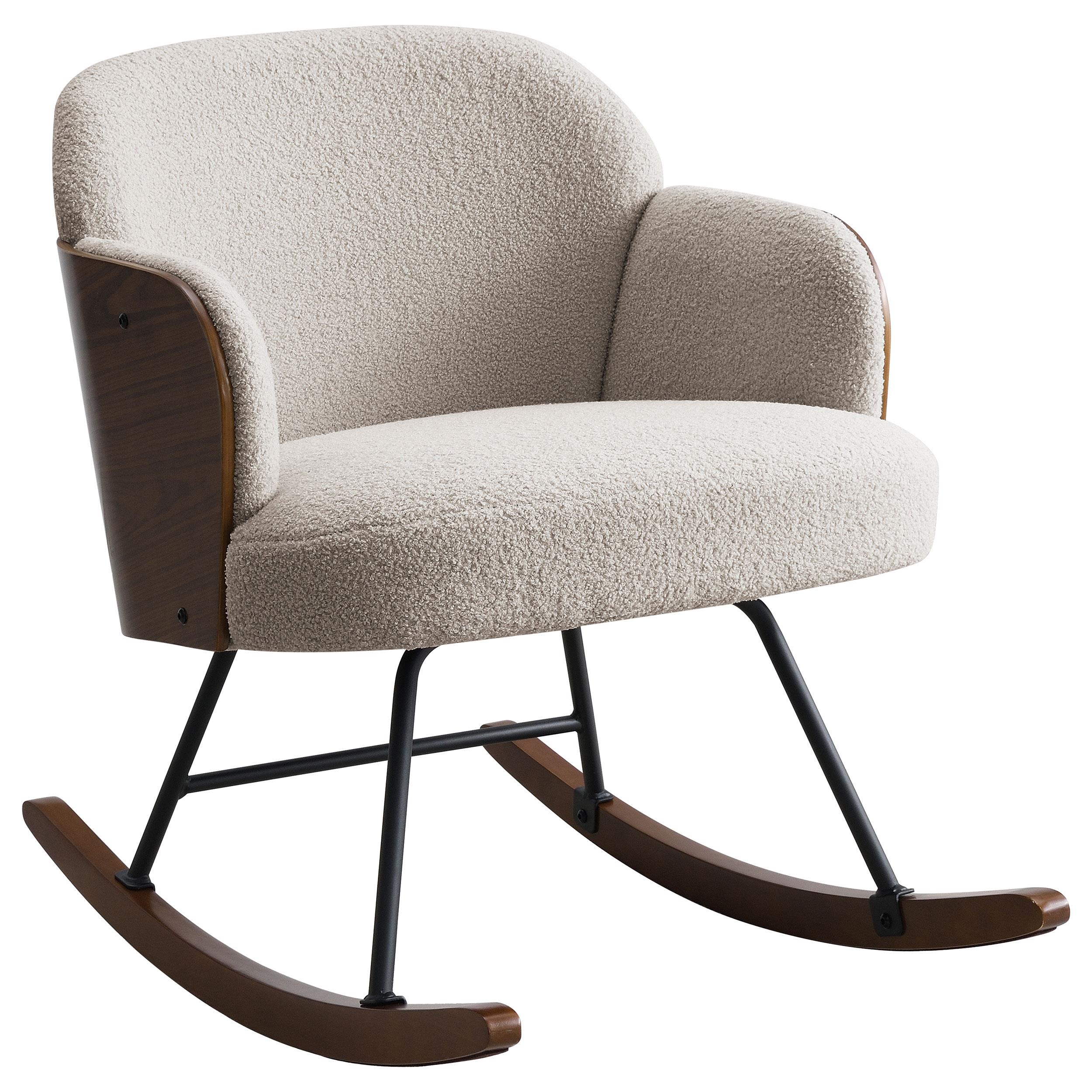 Coaster Paige Boucle Upholstered Mid Back Rocking Chair Beige