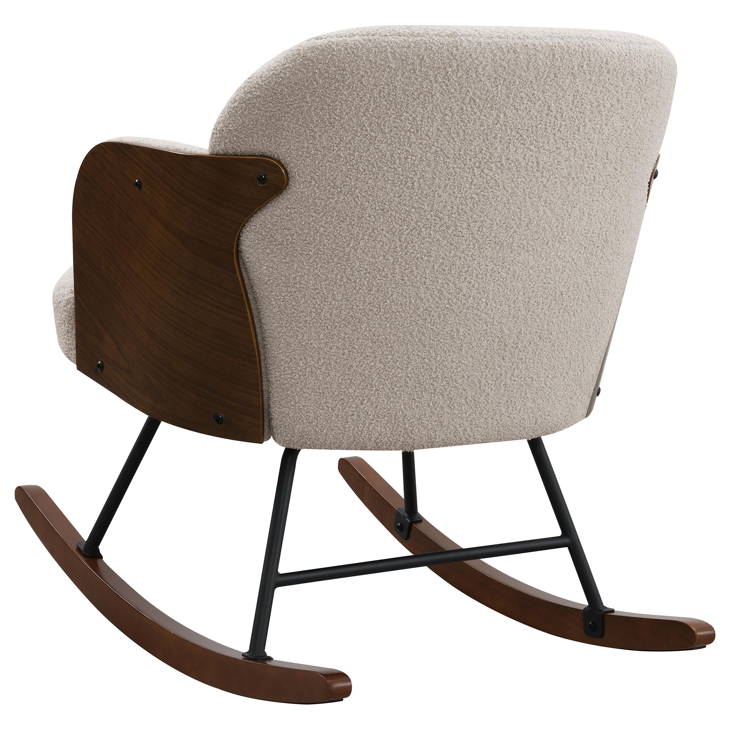 Model: 602625 | Coaster Paige Boucle Upholstered Mid Back Rocking Chair Beige