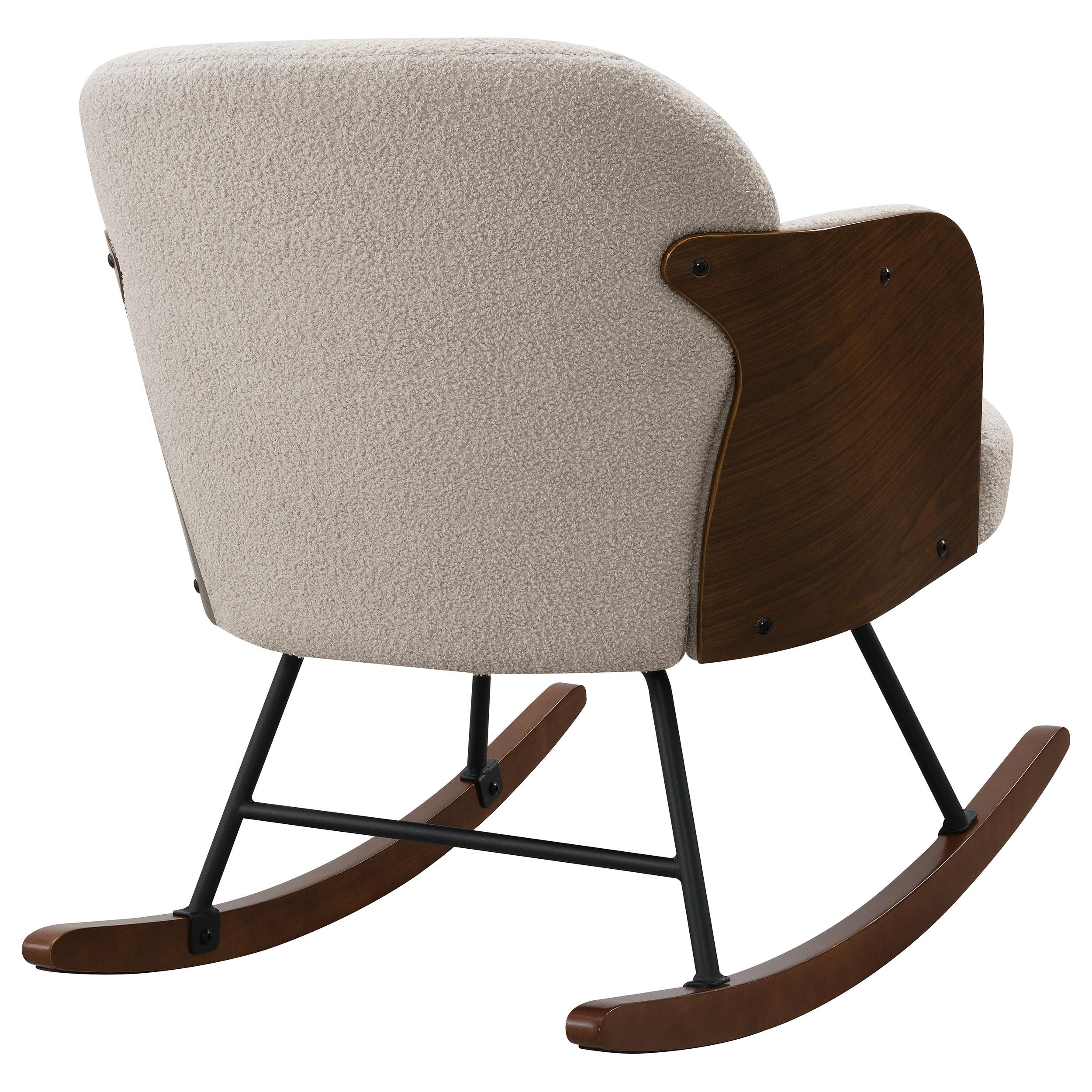 Model: 602625 | Coaster Paige Boucle Upholstered Mid Back Rocking Chair Beige