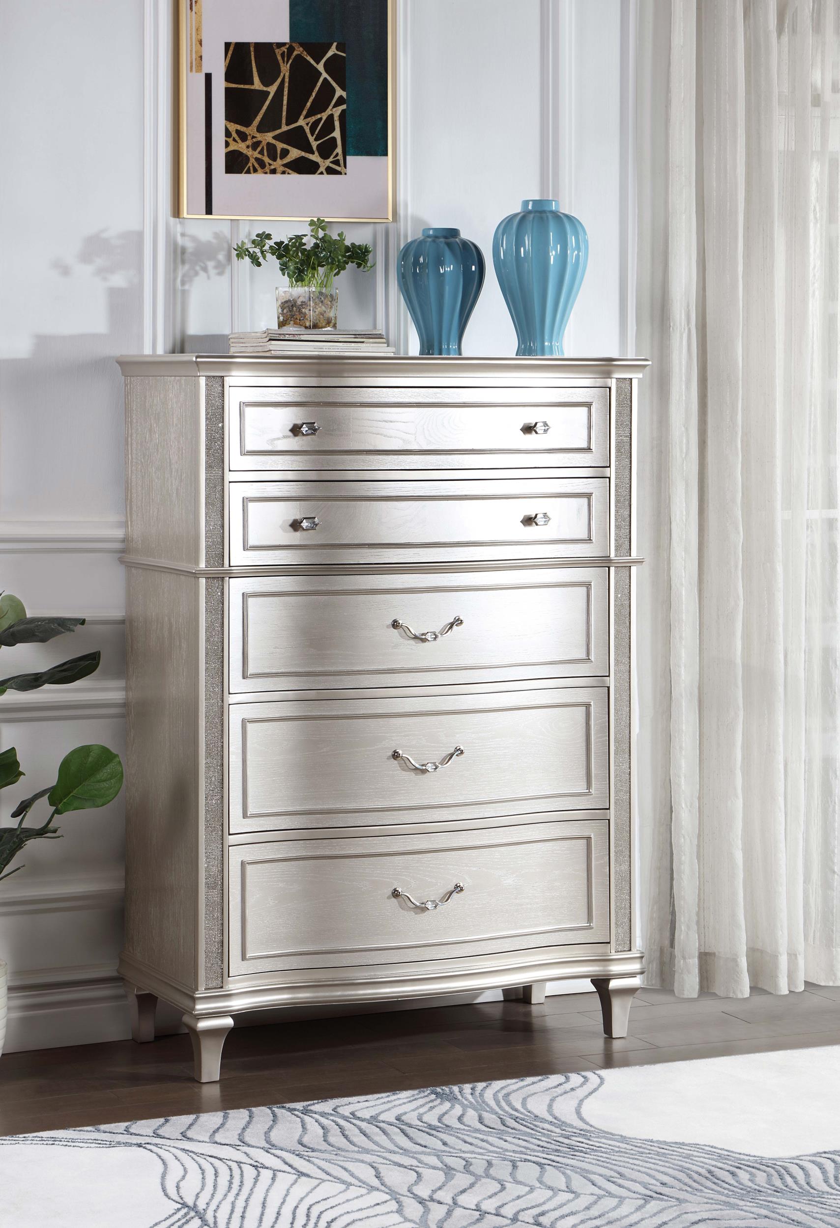Model: 223395 | Coaster Evangeline 6-drawer Bedroom Chest Silver Oak