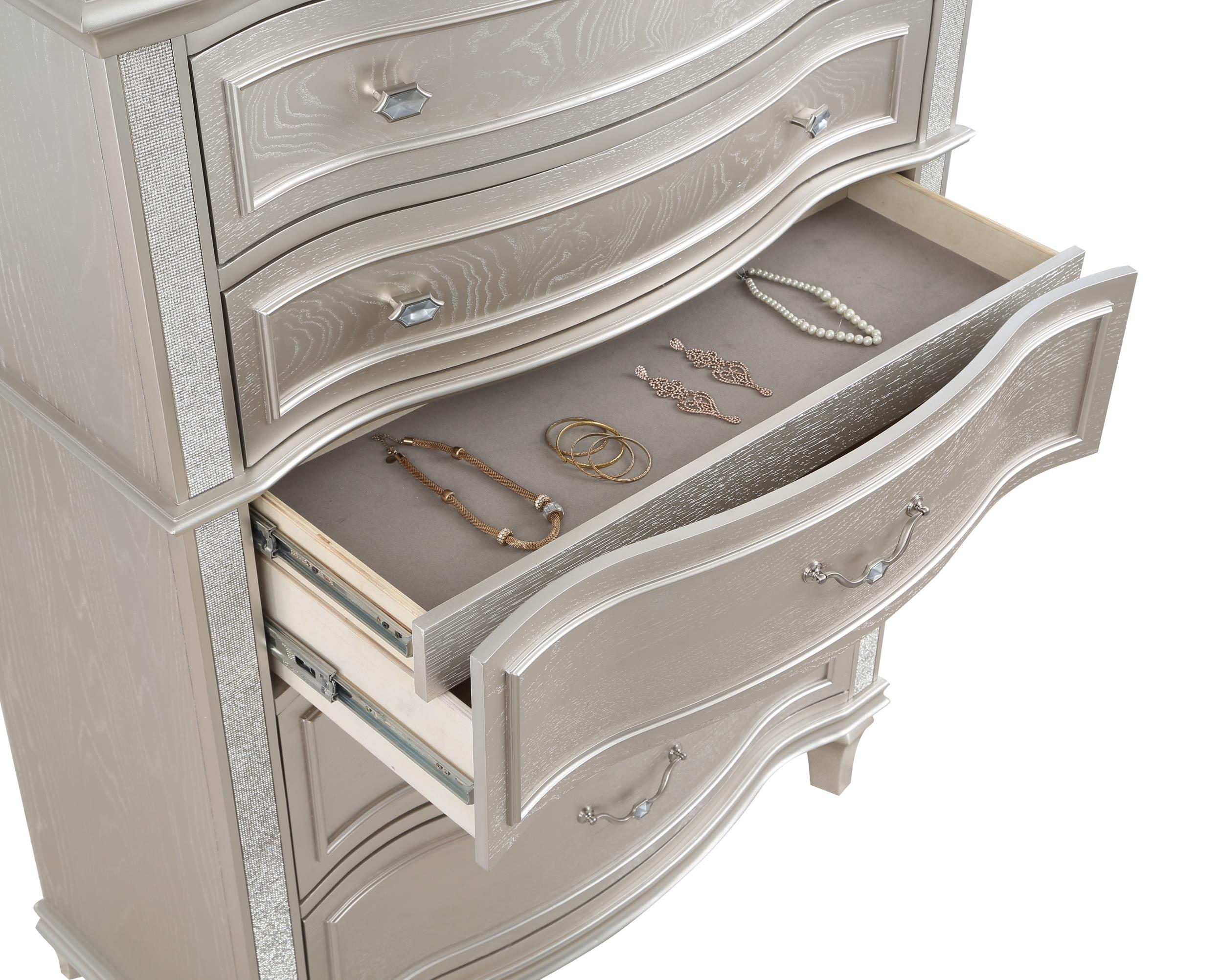 Model: 223395 | Coaster Evangeline 6-drawer Bedroom Chest Silver Oak