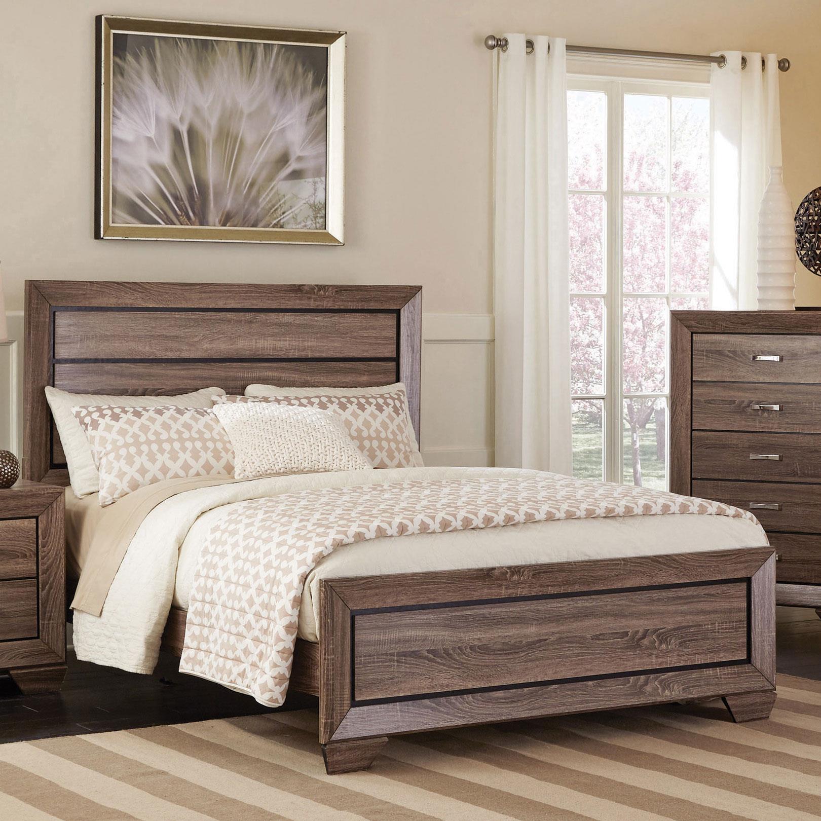 Model: 204191KE | Coaster Kauffman Wood Eastern King Panel Bed Washed Taupe