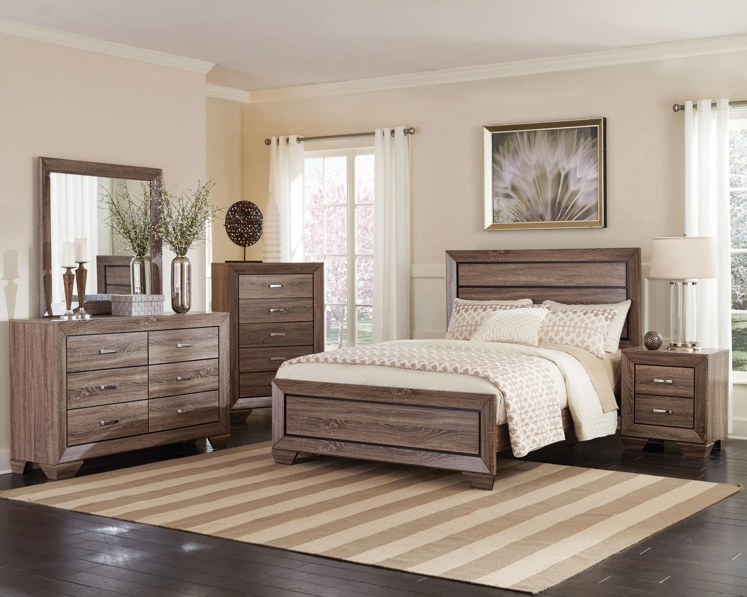 Model: 204191KE | Coaster Kauffman Wood Eastern King Panel Bed Washed Taupe