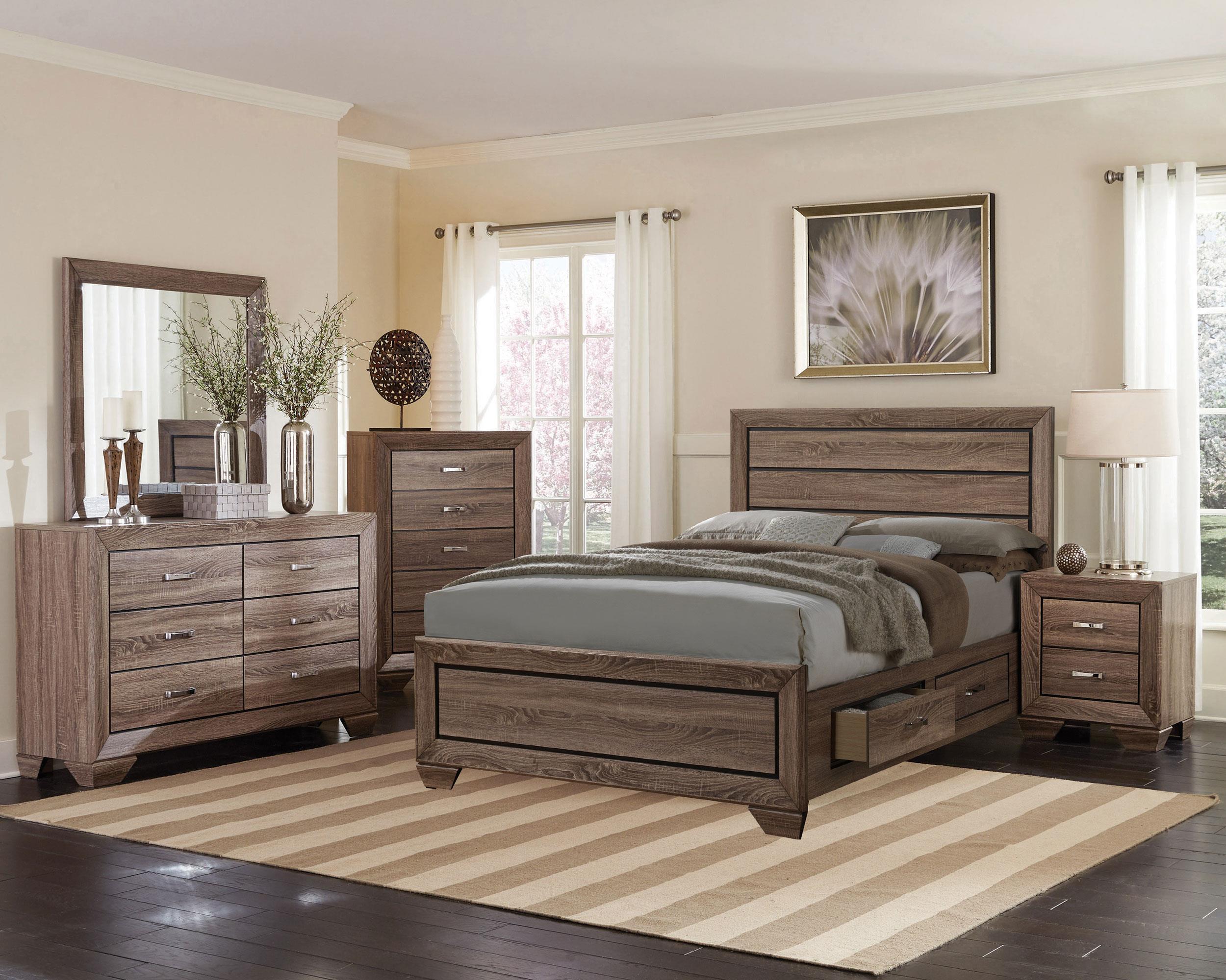 Model: 204190KW-S5 | Coaster Kauffman 5-piece California King Bedroom Set Washed Taupe