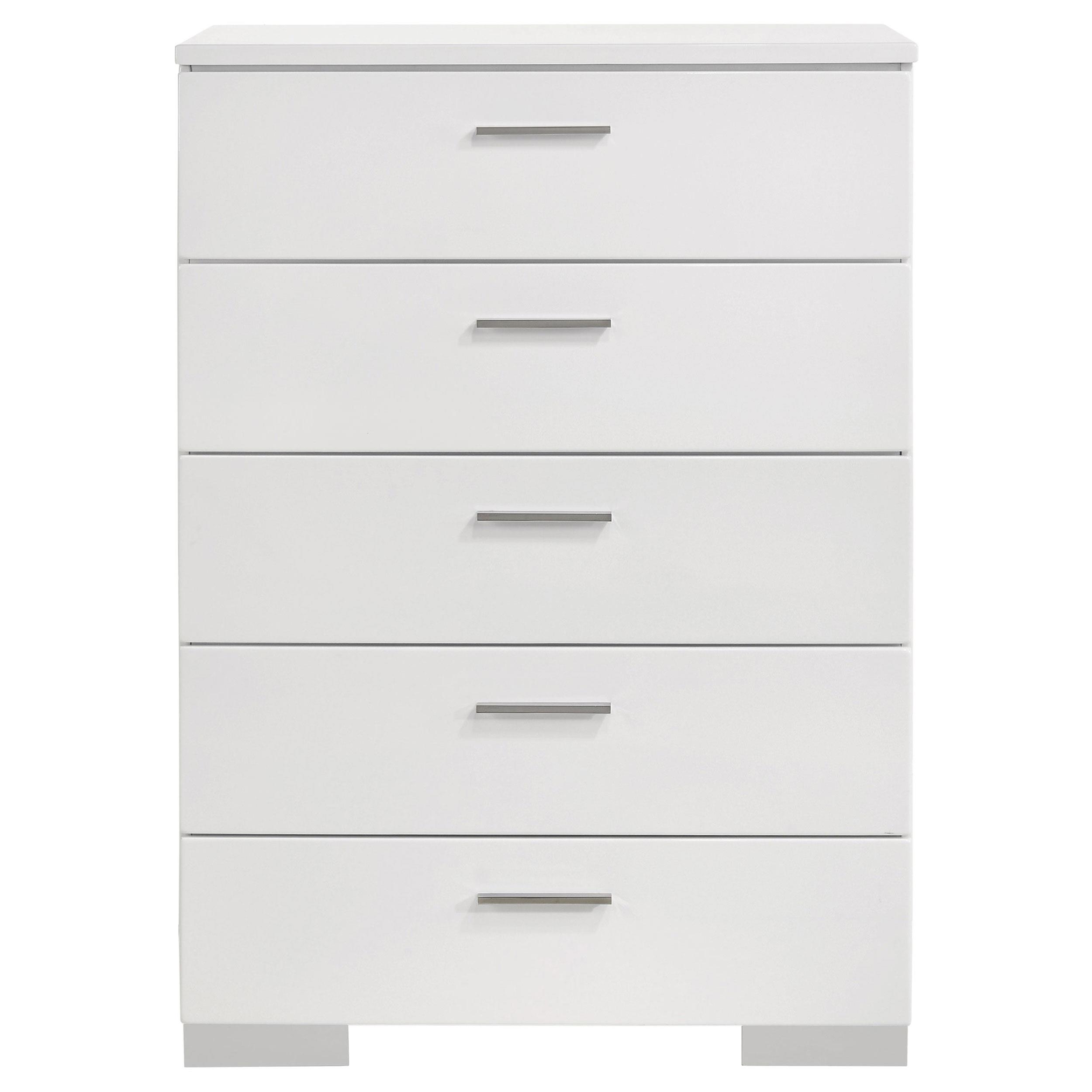 Model: 203501Q-S5L | Coaster Felicity 5-piece Queen Bedroom Set White High Gloss