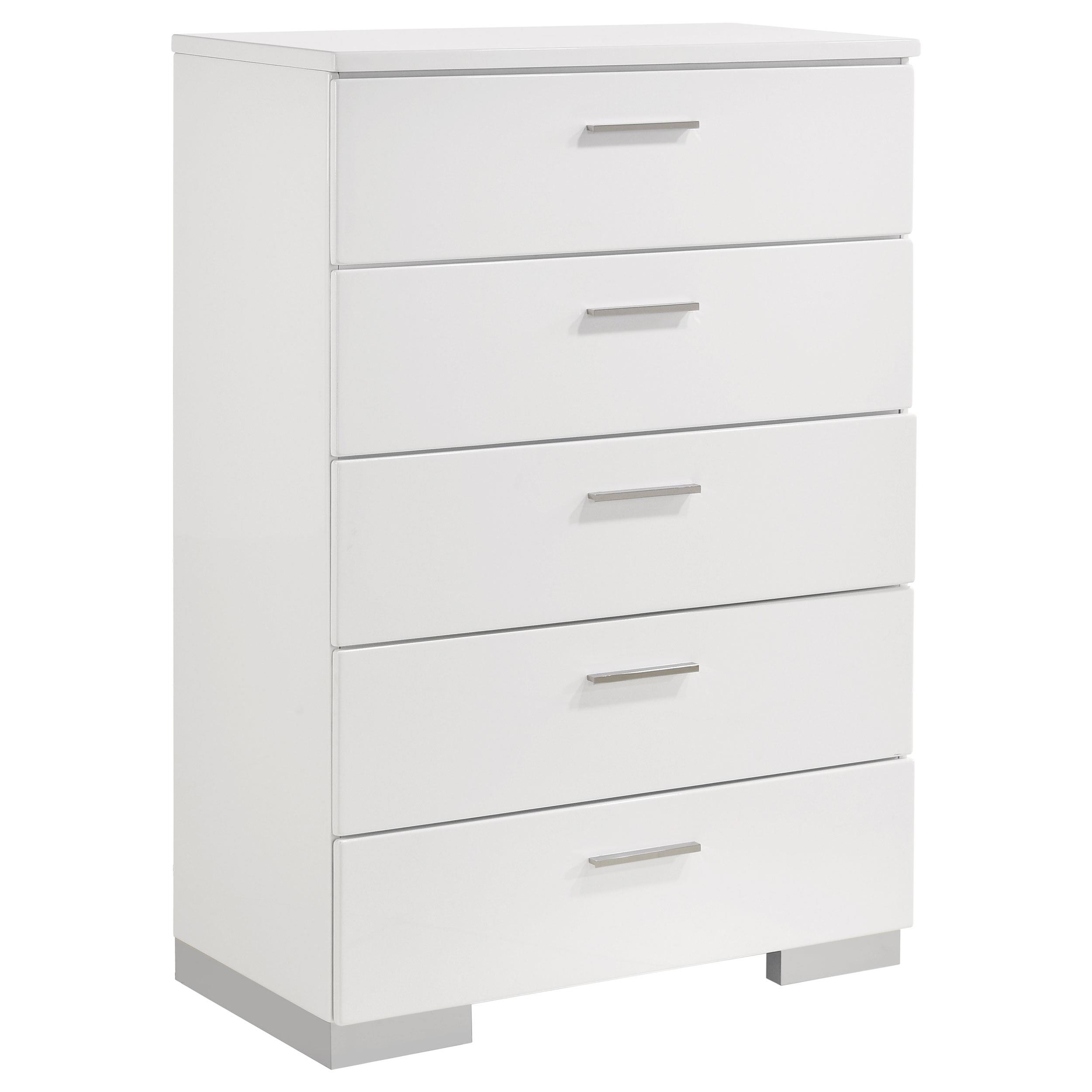 Model: 203500F-S5L | Coaster Felicity 5-piece Full Bedroom Set White High Gloss