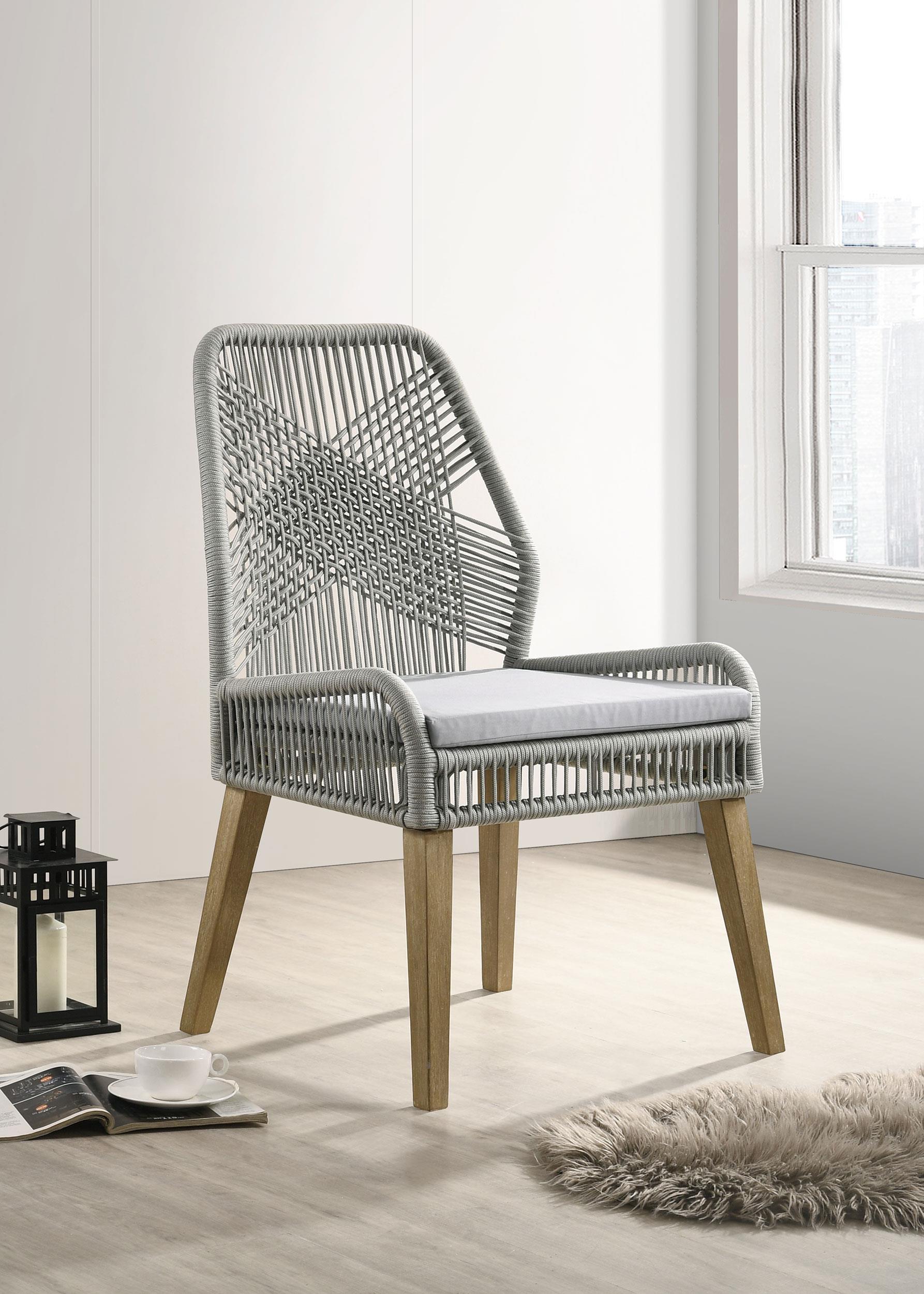 Model: 110033 | Coaster Nakia Woven Rope Dining Side Chairs Grey (Set of 2)