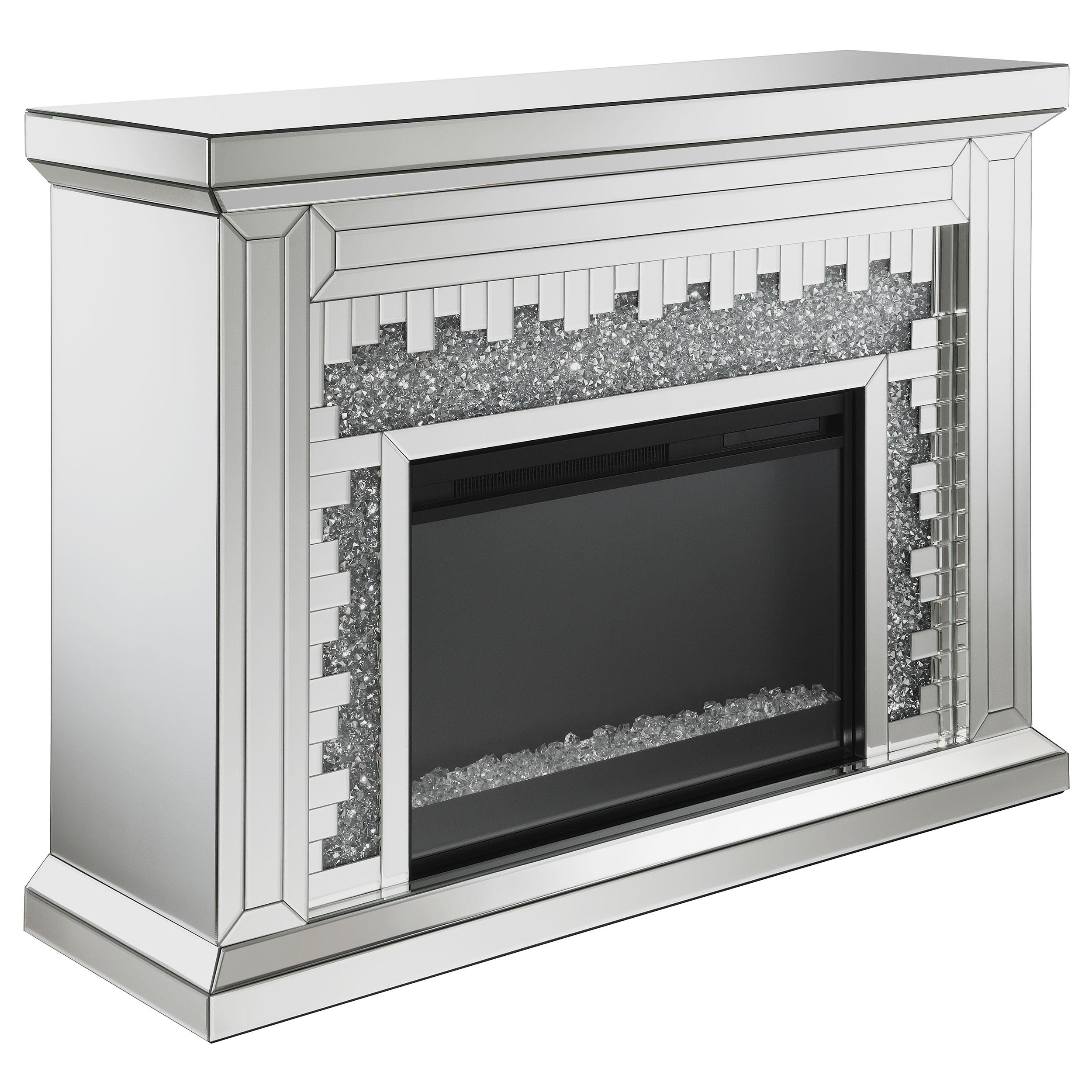 Coaster Gilmore Mirrored Freestanding Electric Fireplace Silver