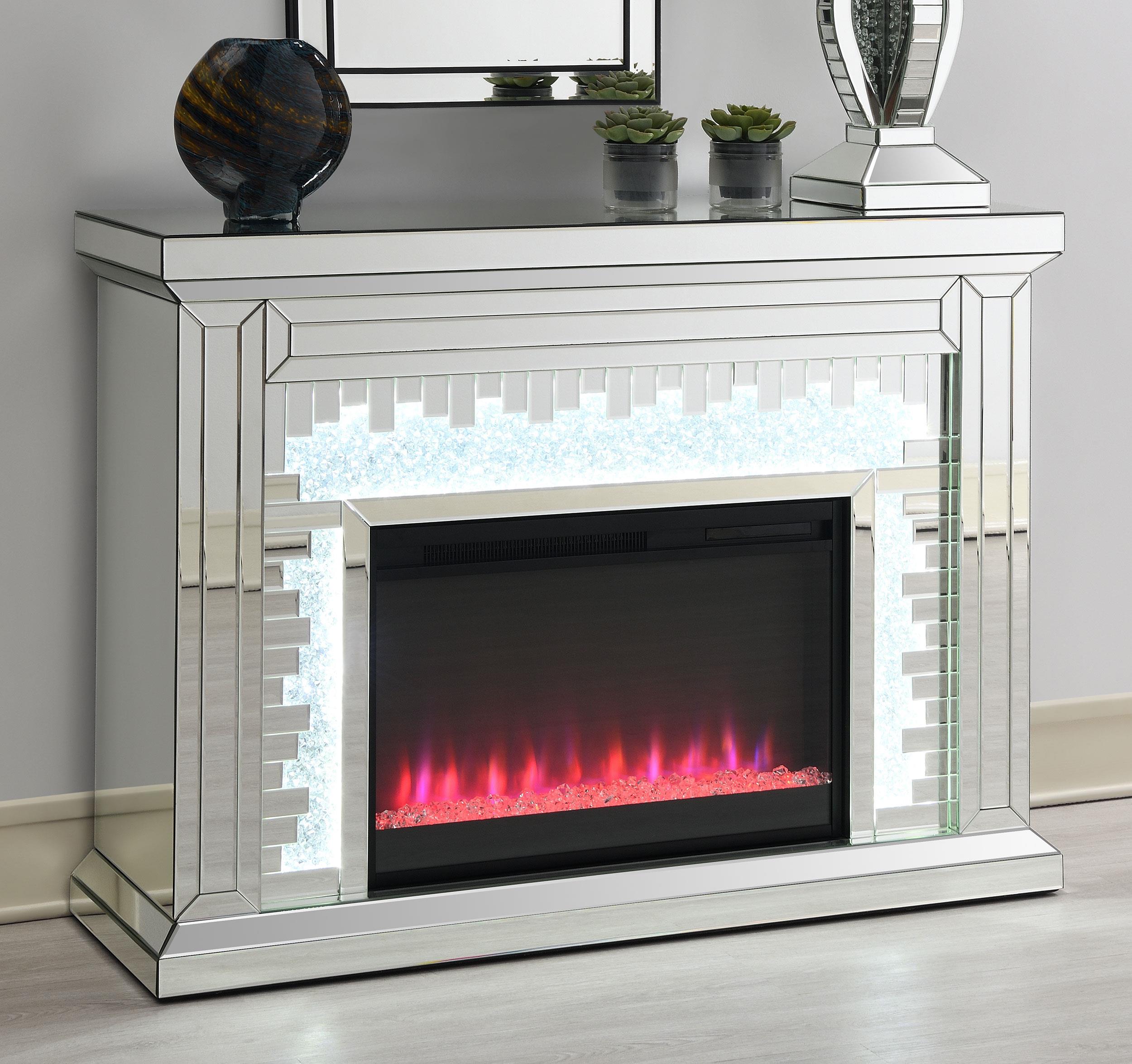 Model: 991048 | Coaster Gilmore Mirrored Freestanding Electric Fireplace Silver