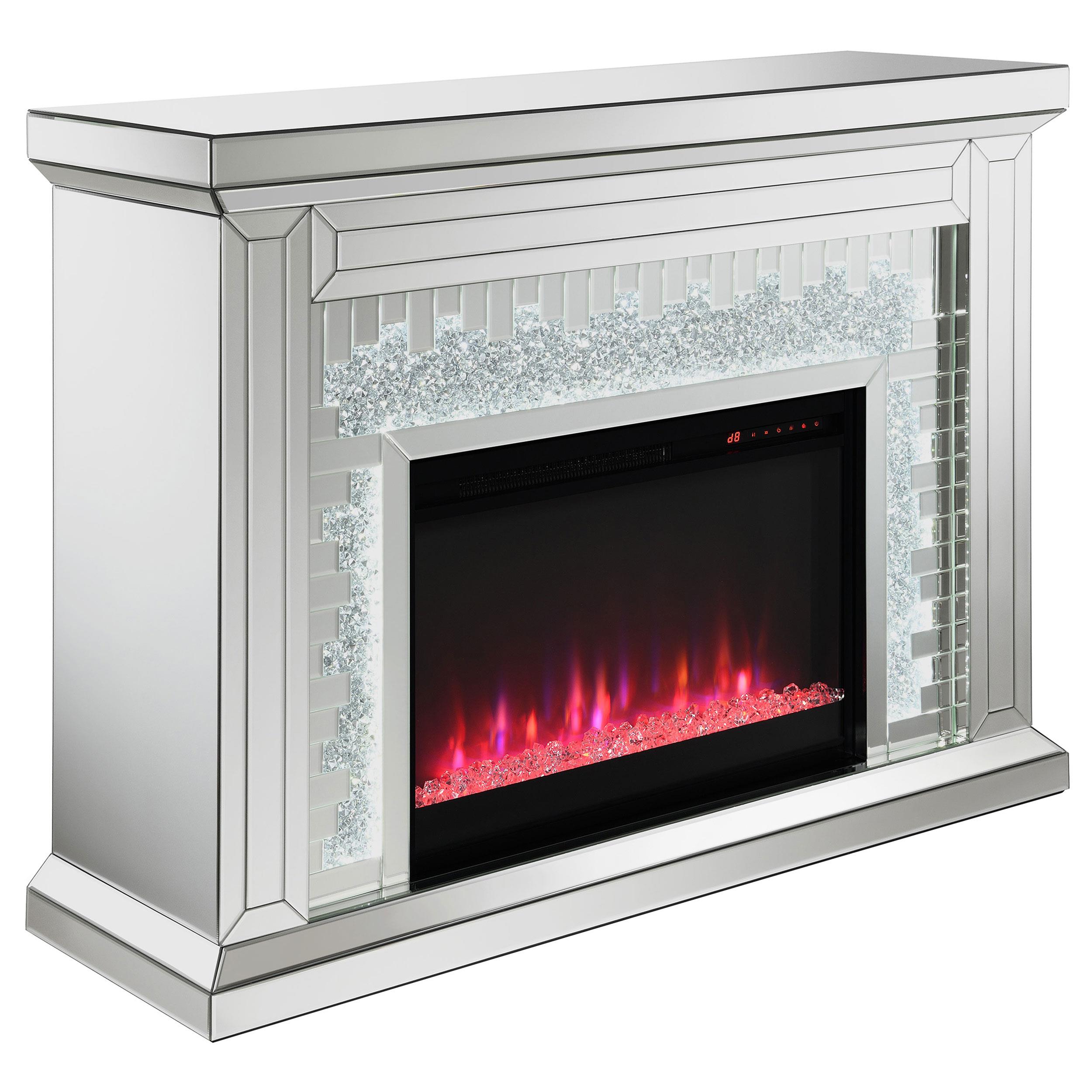 Model: 991048 | Coaster Gilmore Mirrored Freestanding Electric Fireplace Silver