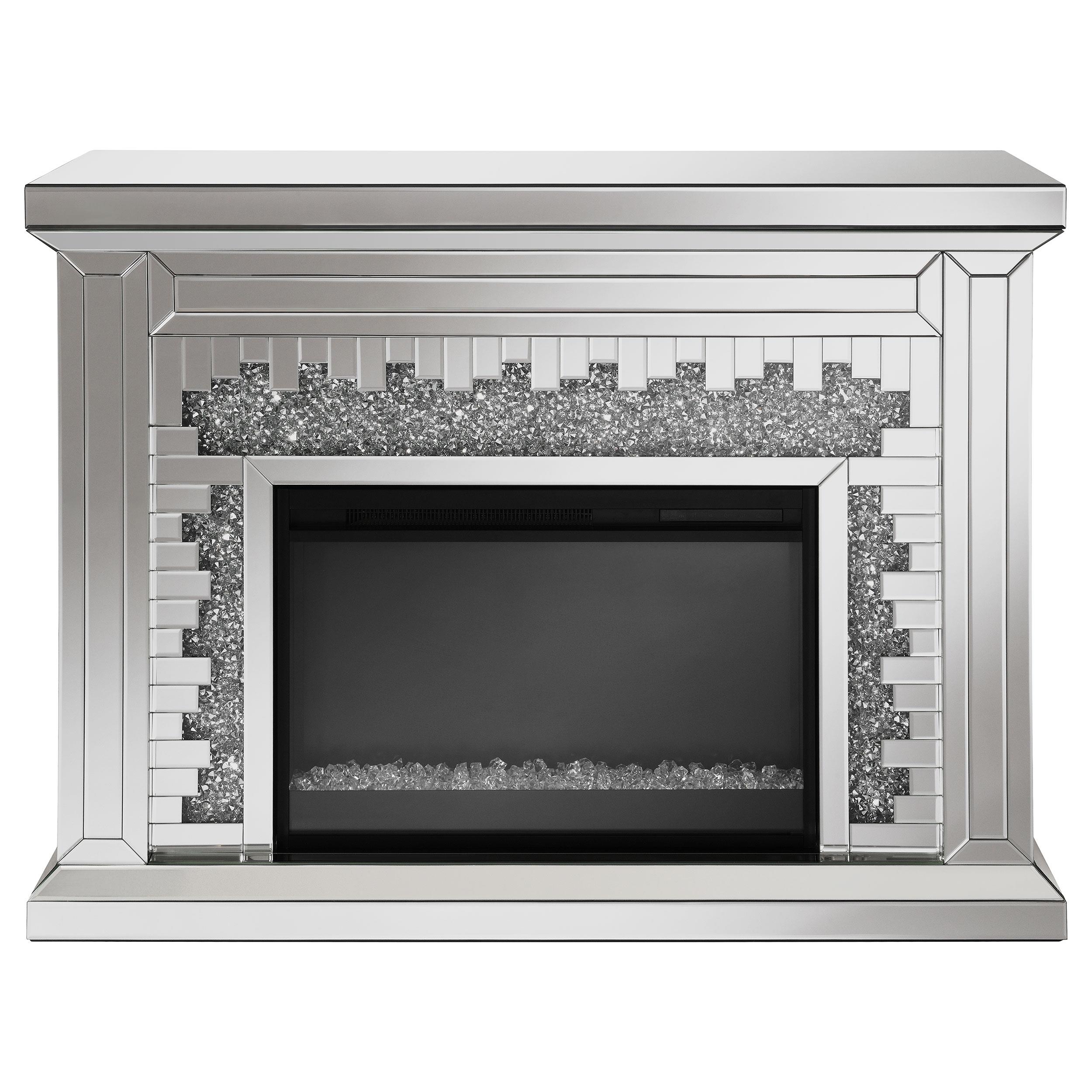 Model: 991048 | Coaster Gilmore Mirrored Freestanding Electric Fireplace Silver
