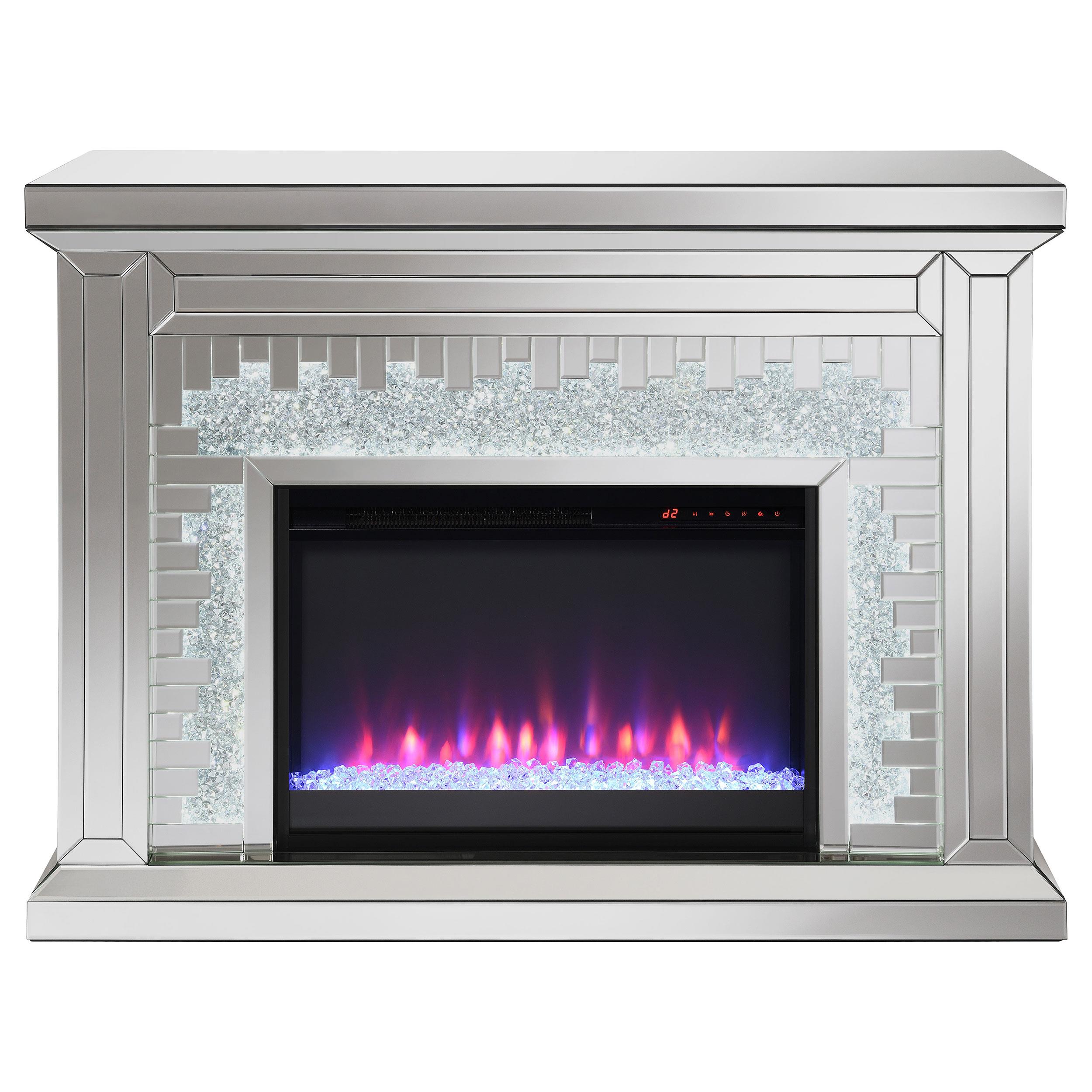 Model: 991048 | Coaster Gilmore Mirrored Freestanding Electric Fireplace Silver