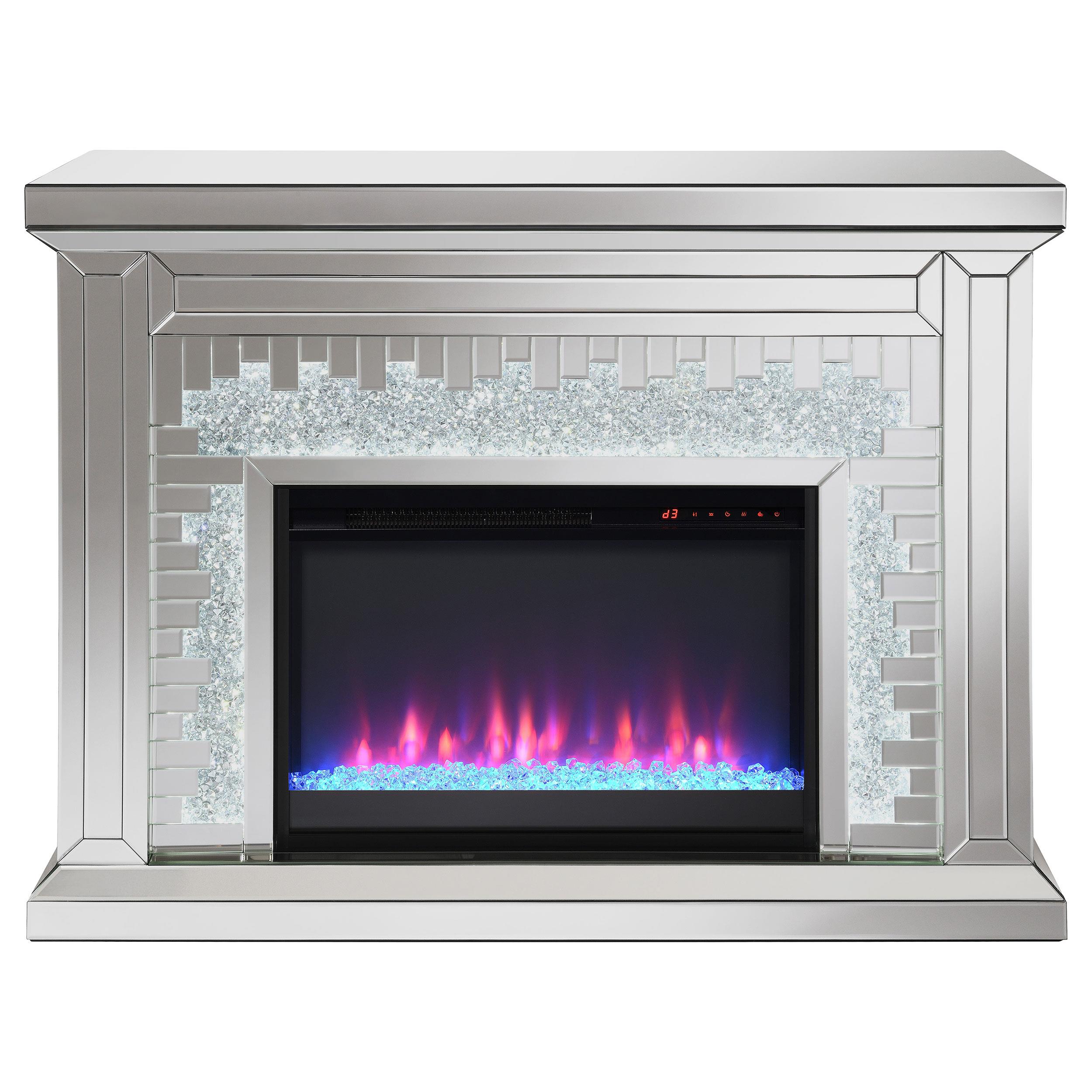 Model: 991048 | Coaster Gilmore Mirrored Freestanding Electric Fireplace Silver