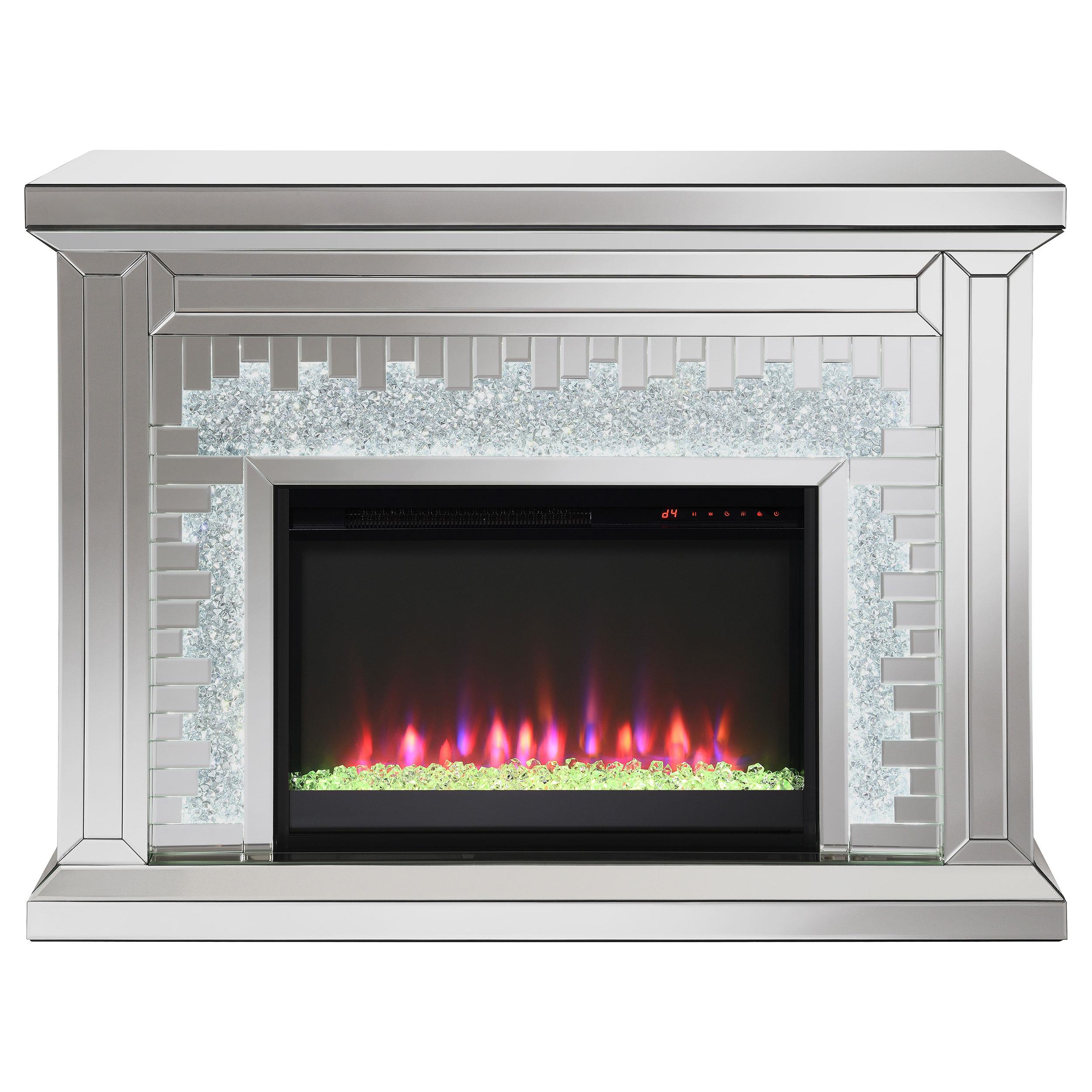 Model: 991048 | Coaster Gilmore Mirrored Freestanding Electric Fireplace Silver