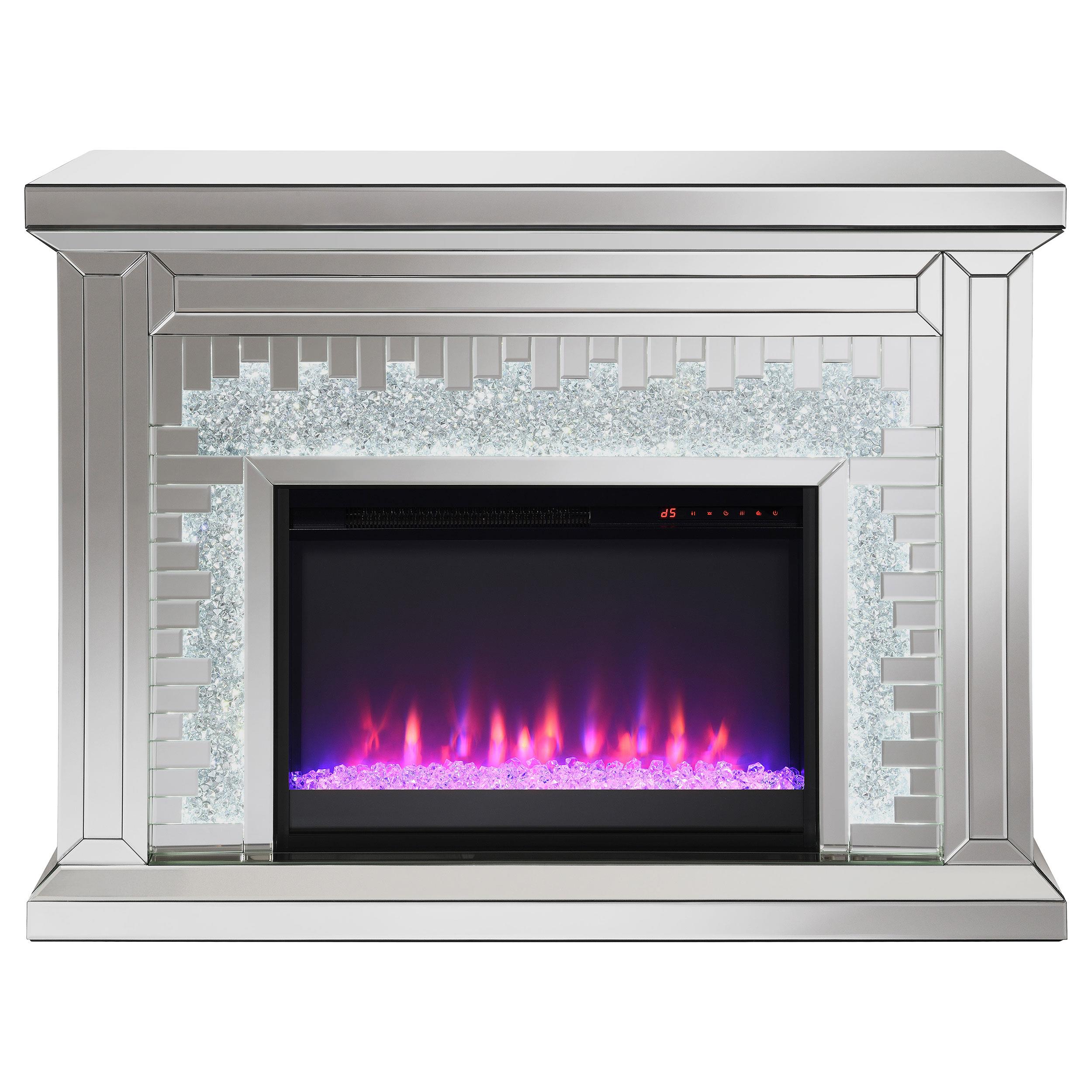 Model: 991048 | Coaster Gilmore Mirrored Freestanding Electric Fireplace Silver
