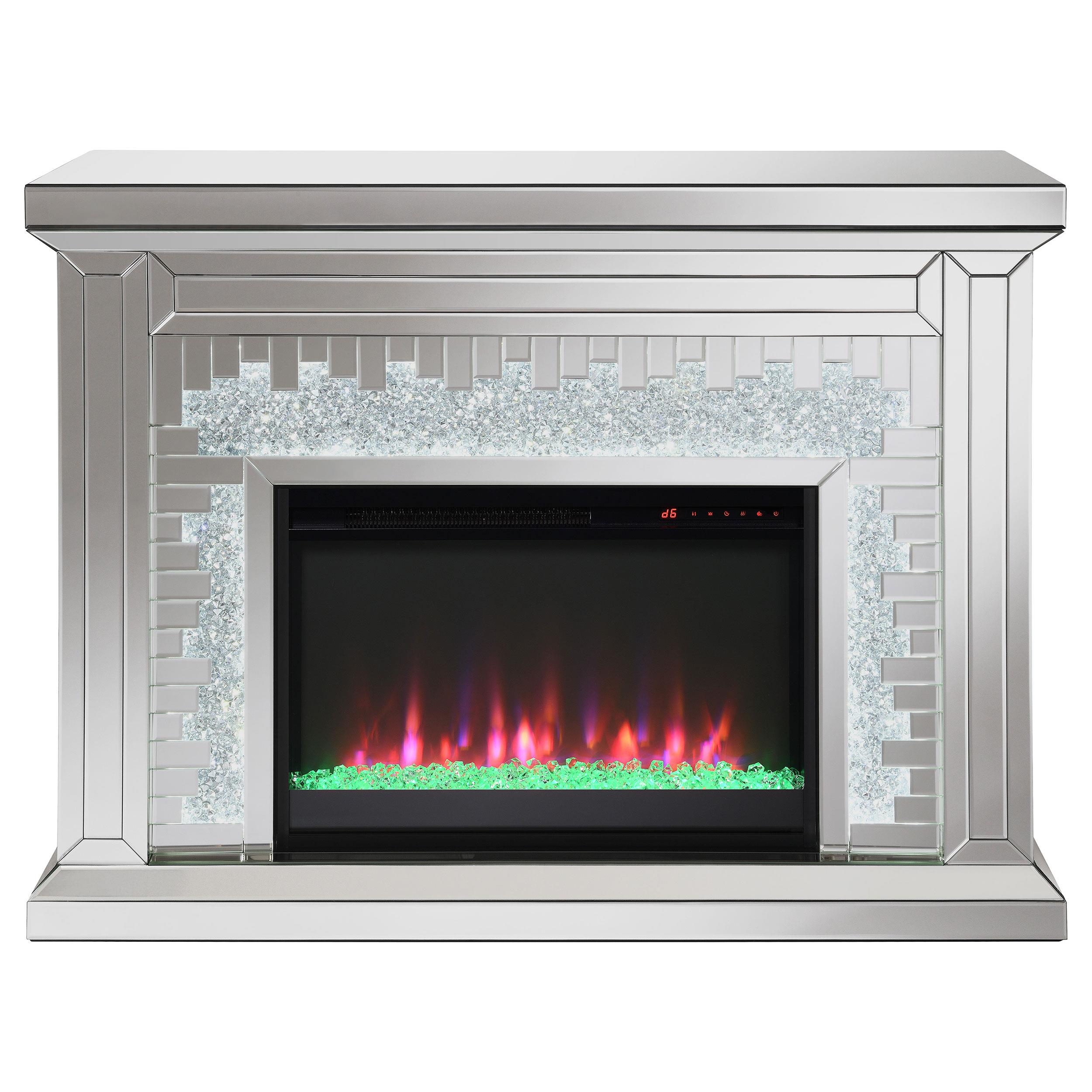 Model: 991048 | Coaster Gilmore Mirrored Freestanding Electric Fireplace Silver