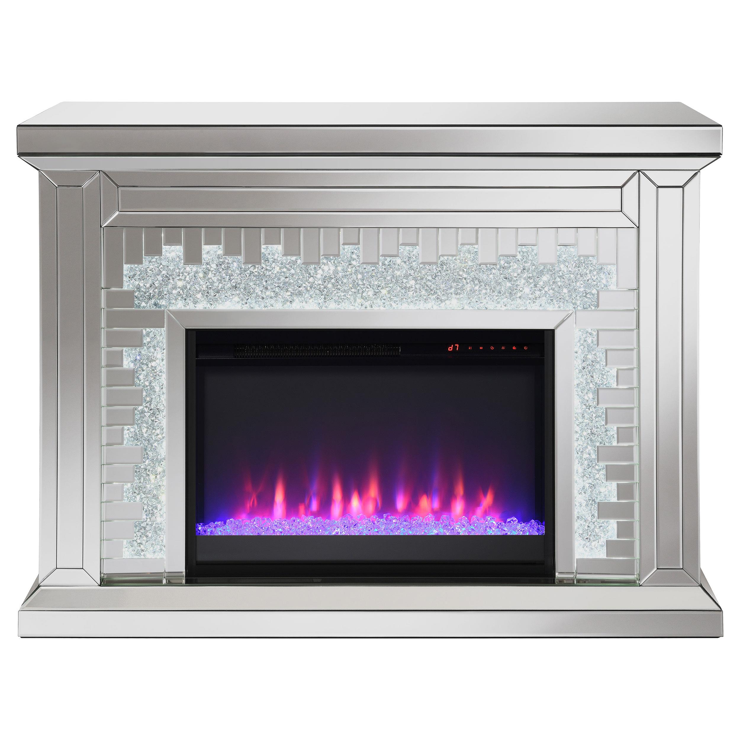 Model: 991048 | Coaster Gilmore Mirrored Freestanding Electric Fireplace Silver