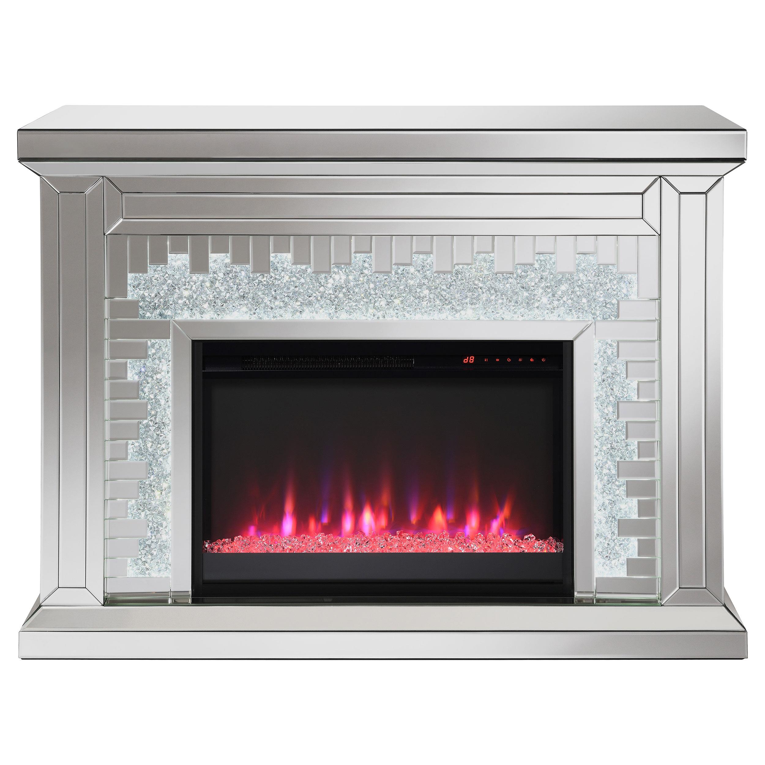 Model: 991048 | Coaster Gilmore Mirrored Freestanding Electric Fireplace Silver