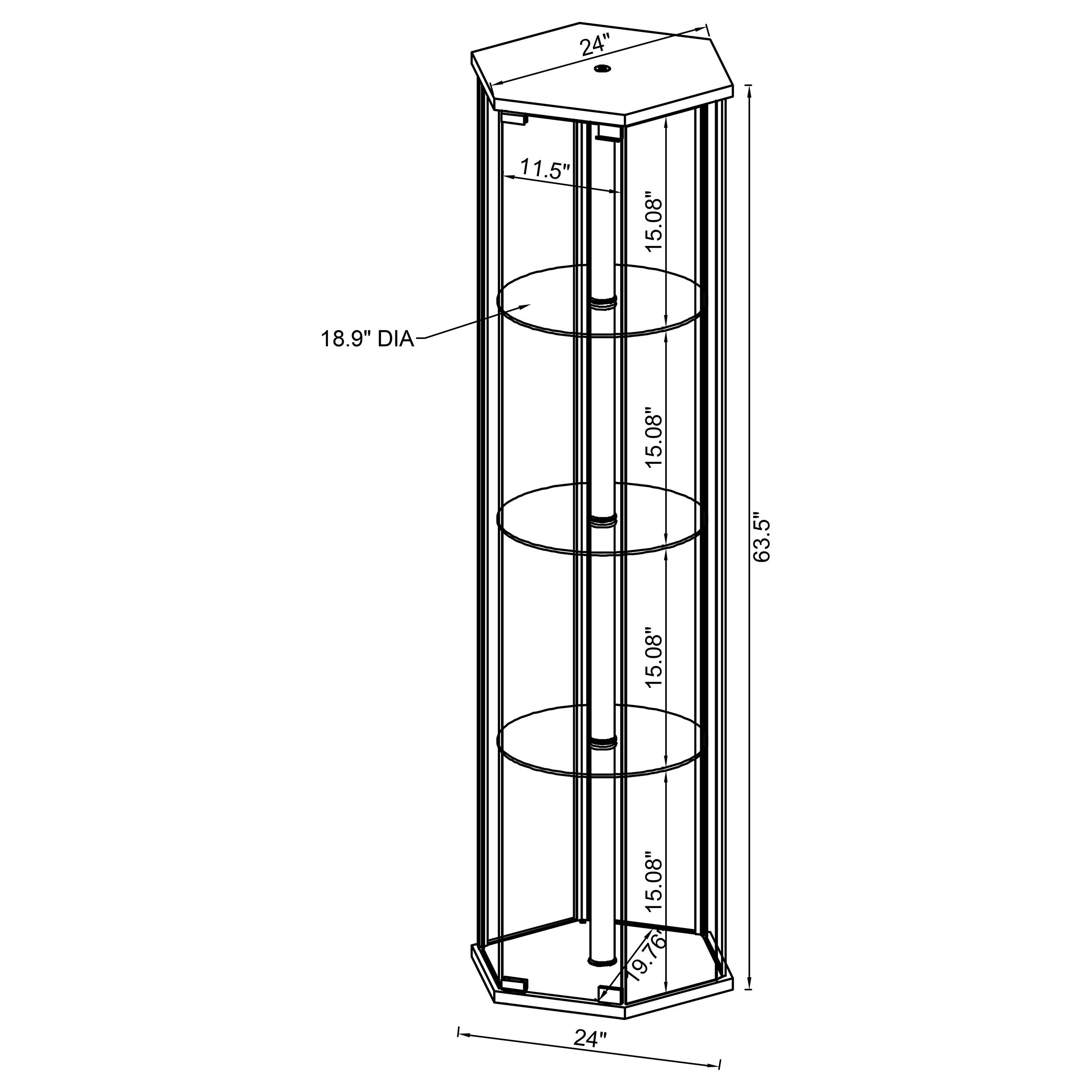 Model: 950001 | Coaster Zahavah 4-shelf Hexagonal Clear Glass Curio Cabinet White