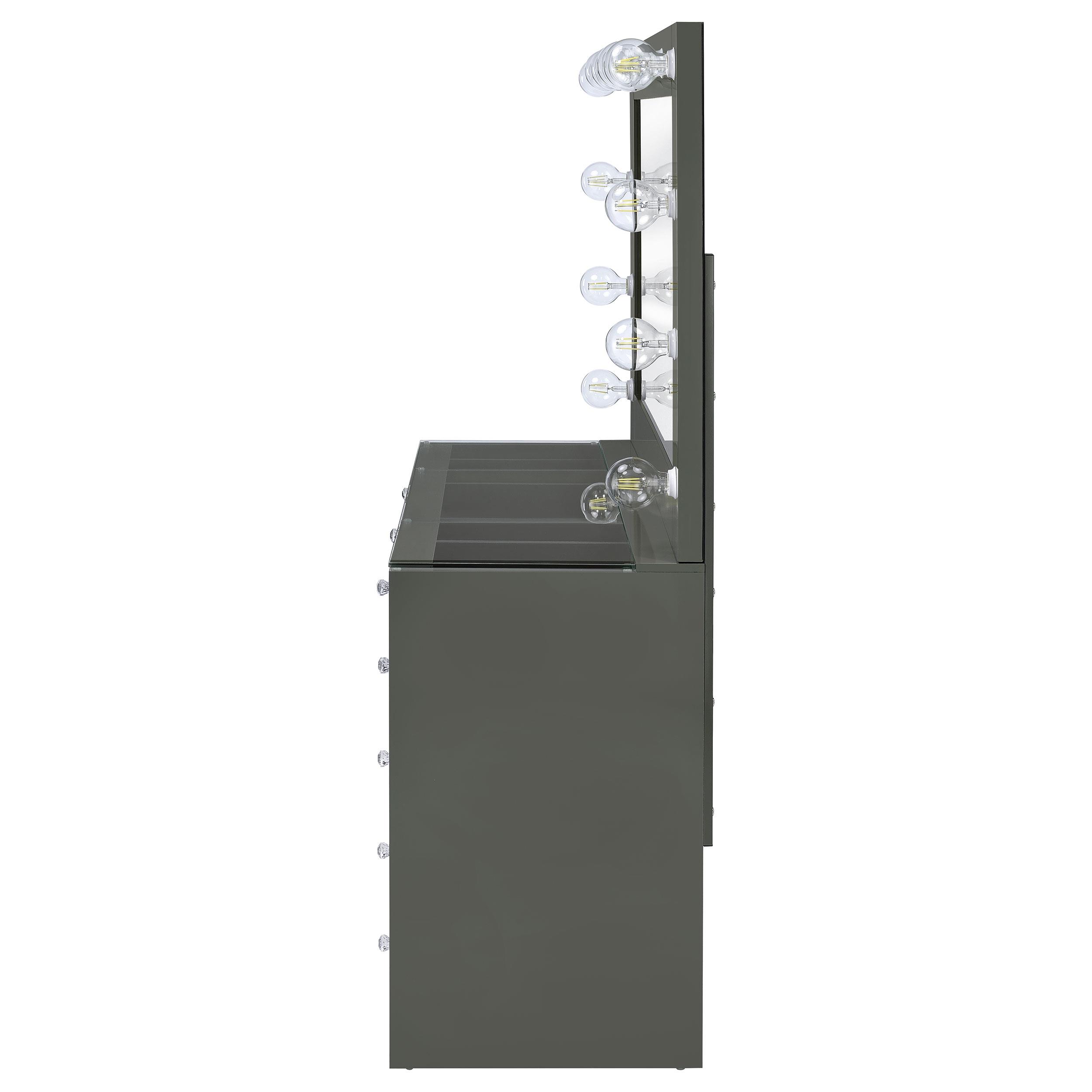 Model: 931145 | Coaster Acena 7-drawer Vanity Set with Lighting Grey High Gloss