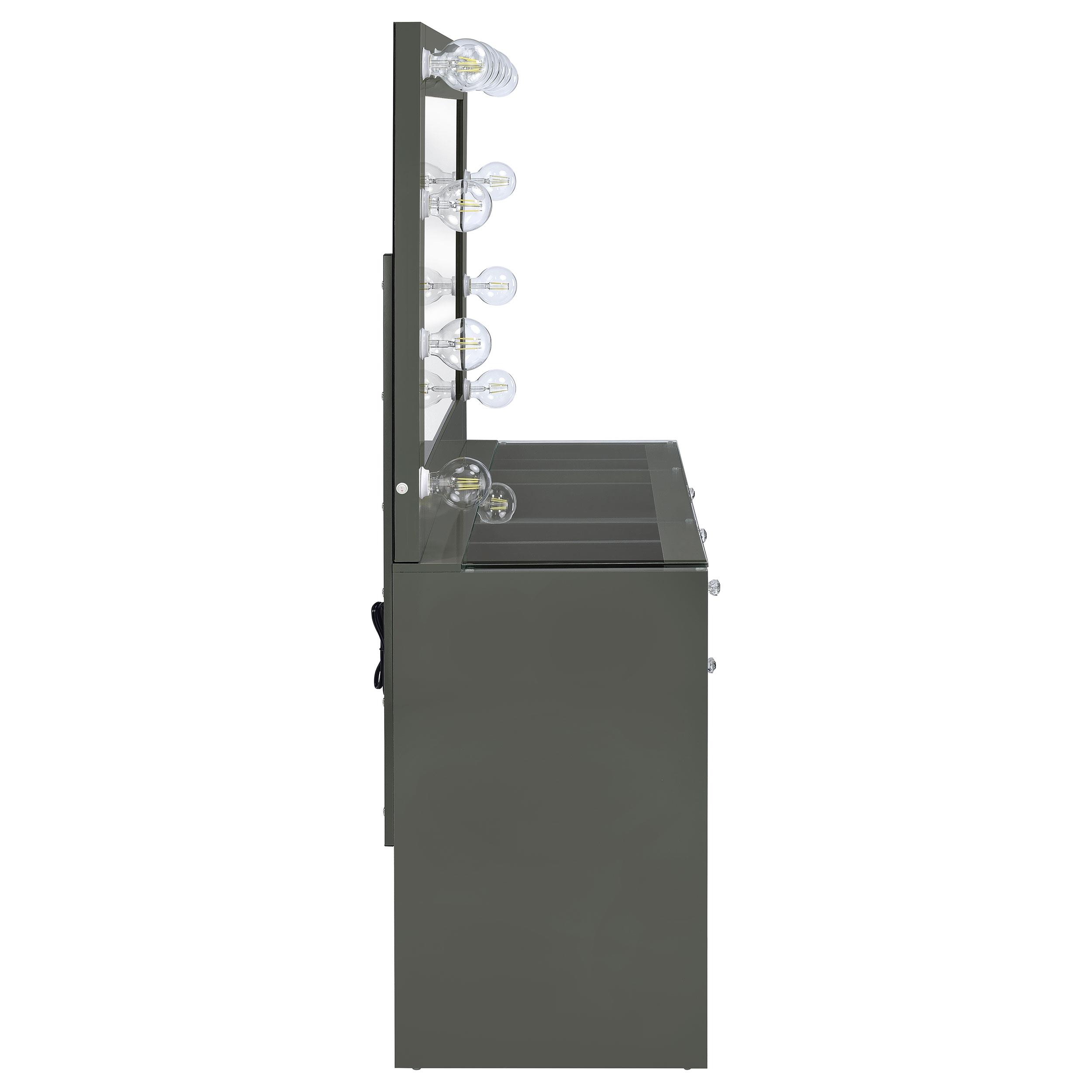 Model: 931145 | Coaster Acena 7-drawer Vanity Set with Lighting Grey High Gloss