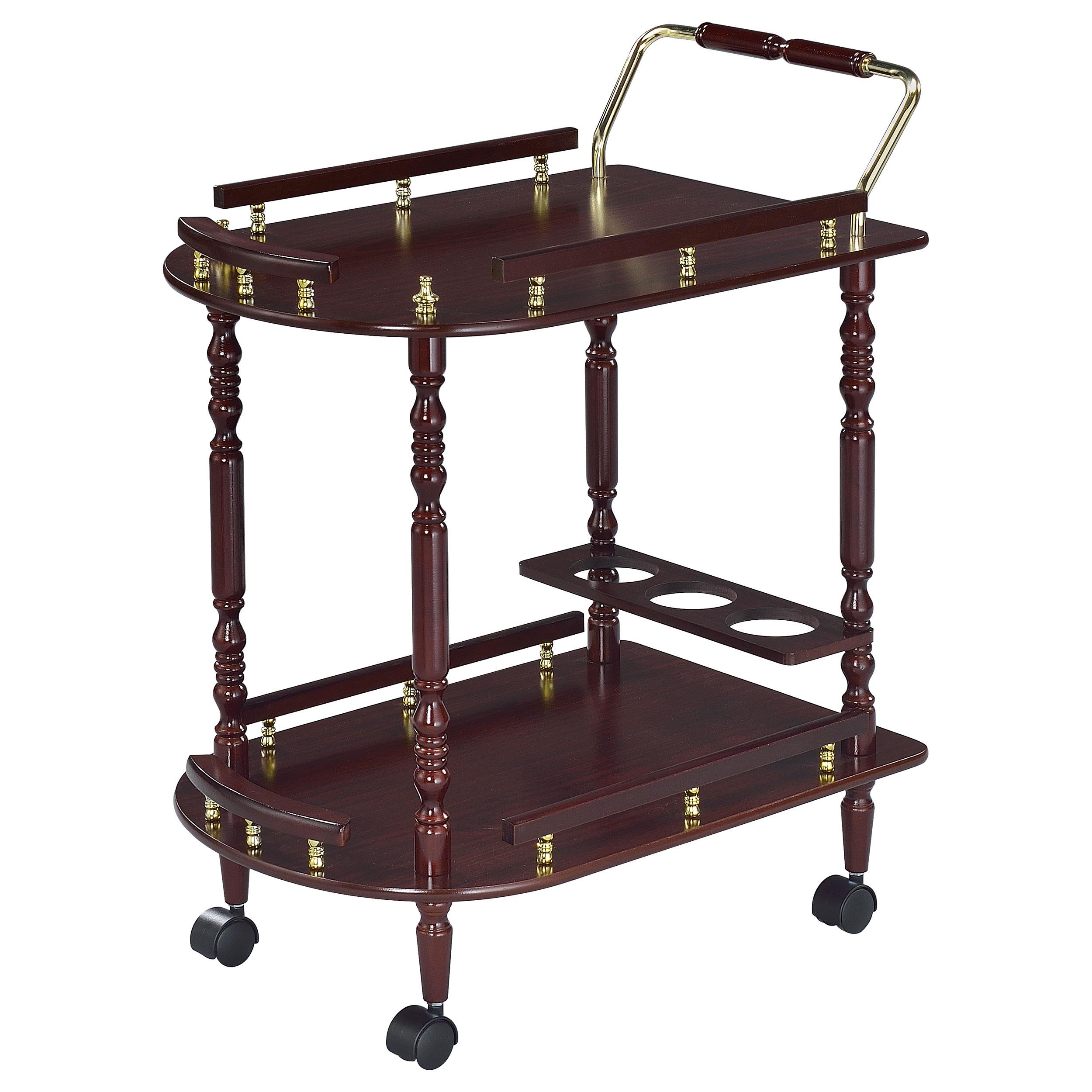 Model: 3512 | Coaster Palmer 2-tier Rectangular Wood Bar Cart Merlot