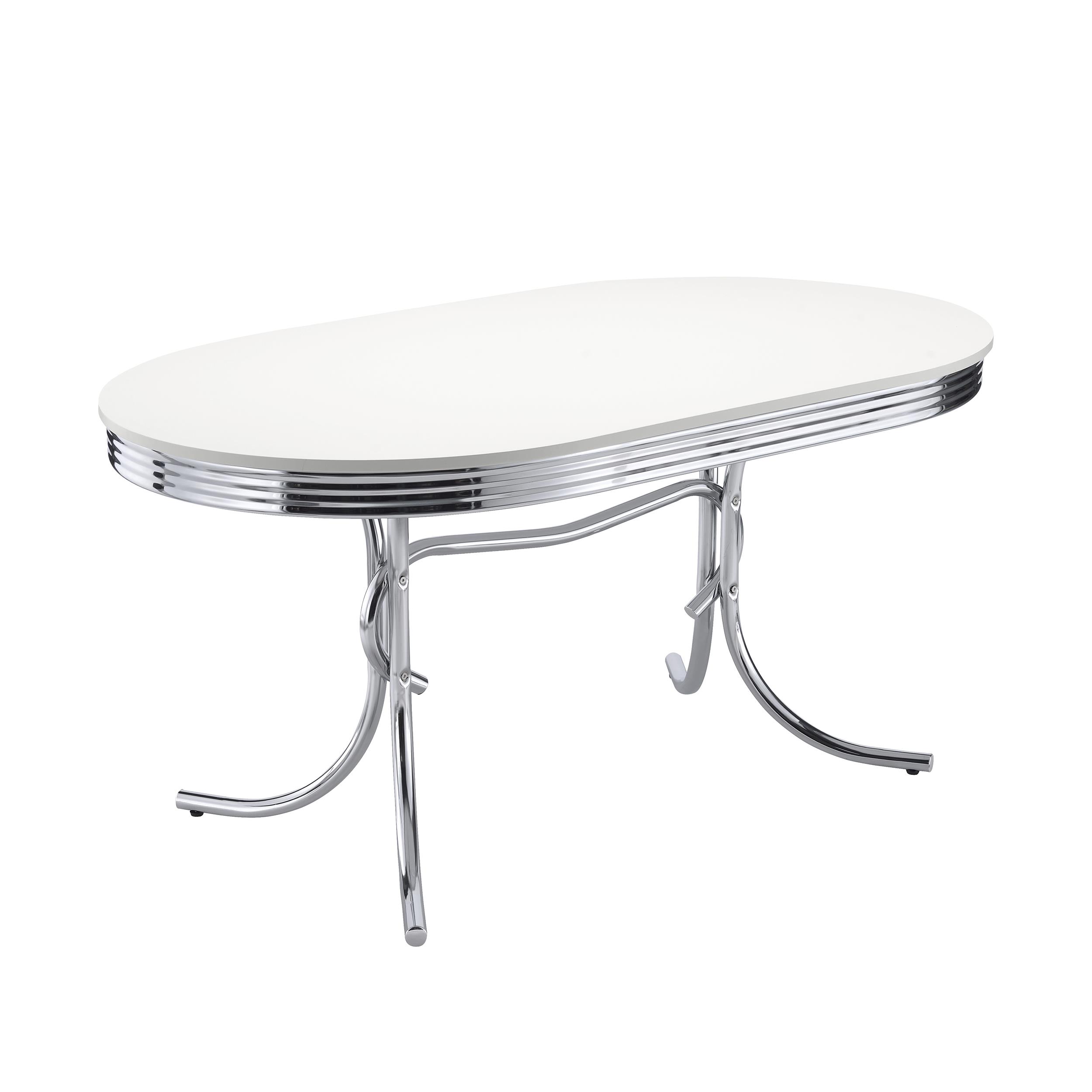 Model: 2065-S5R | Coaster Retro 5-piece Oval Dining Table Set White and Red