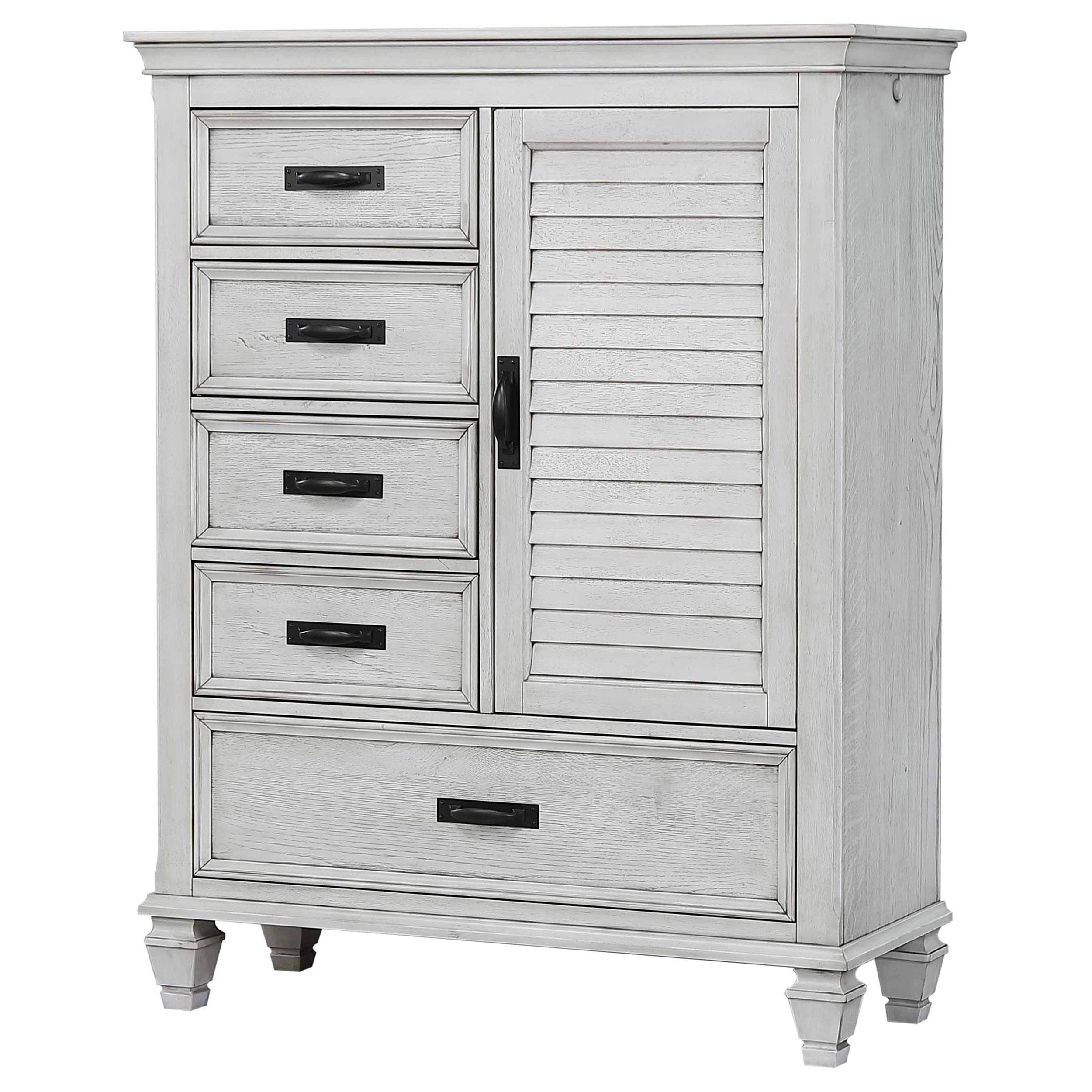 Model: 205338 | Coaster Franco 5-drawer Door Chest Distressed White