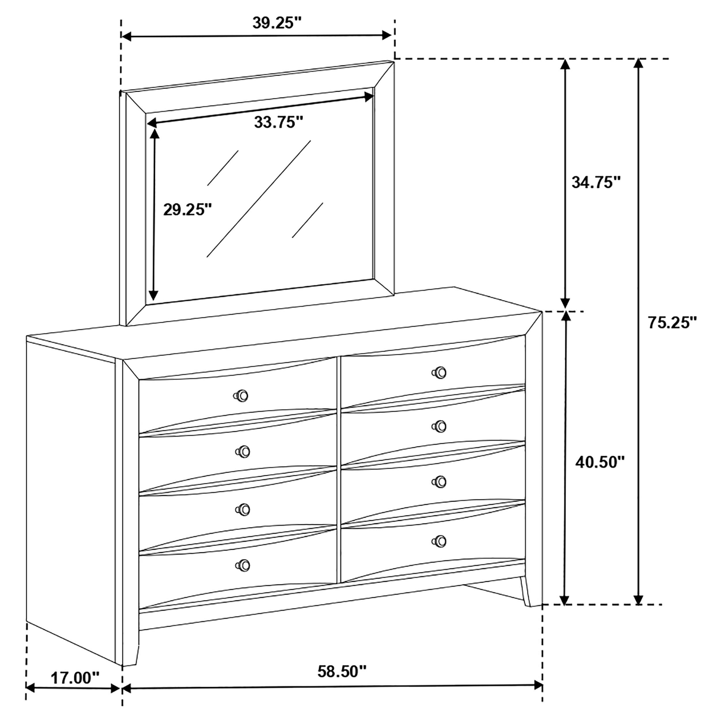 Model: 200703M | Coaster Briana 8-drawer Dresser with Mirror Black