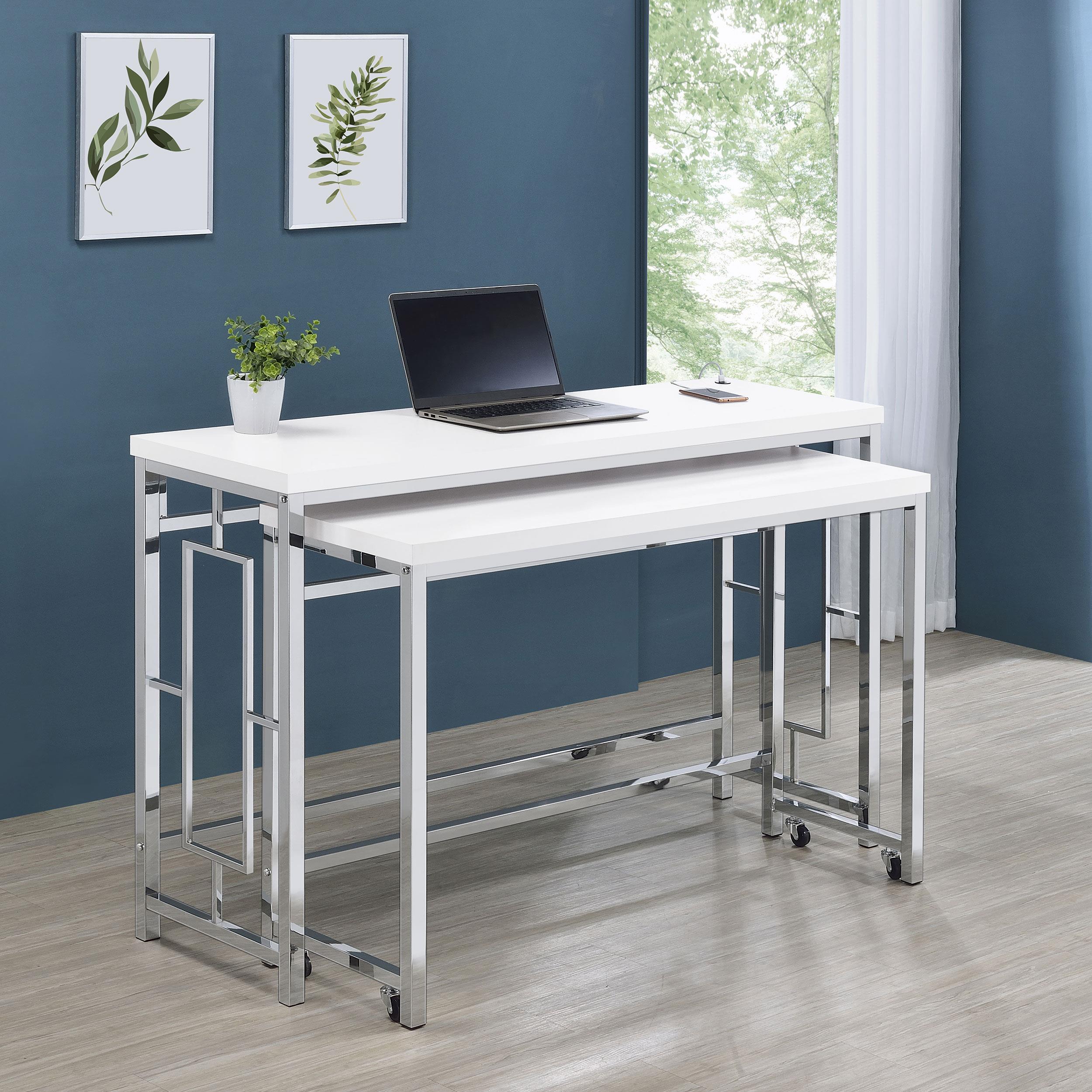 Model: 182714 | Coaster Jackson 4-piece Multipurpose Counter Height Table Set White