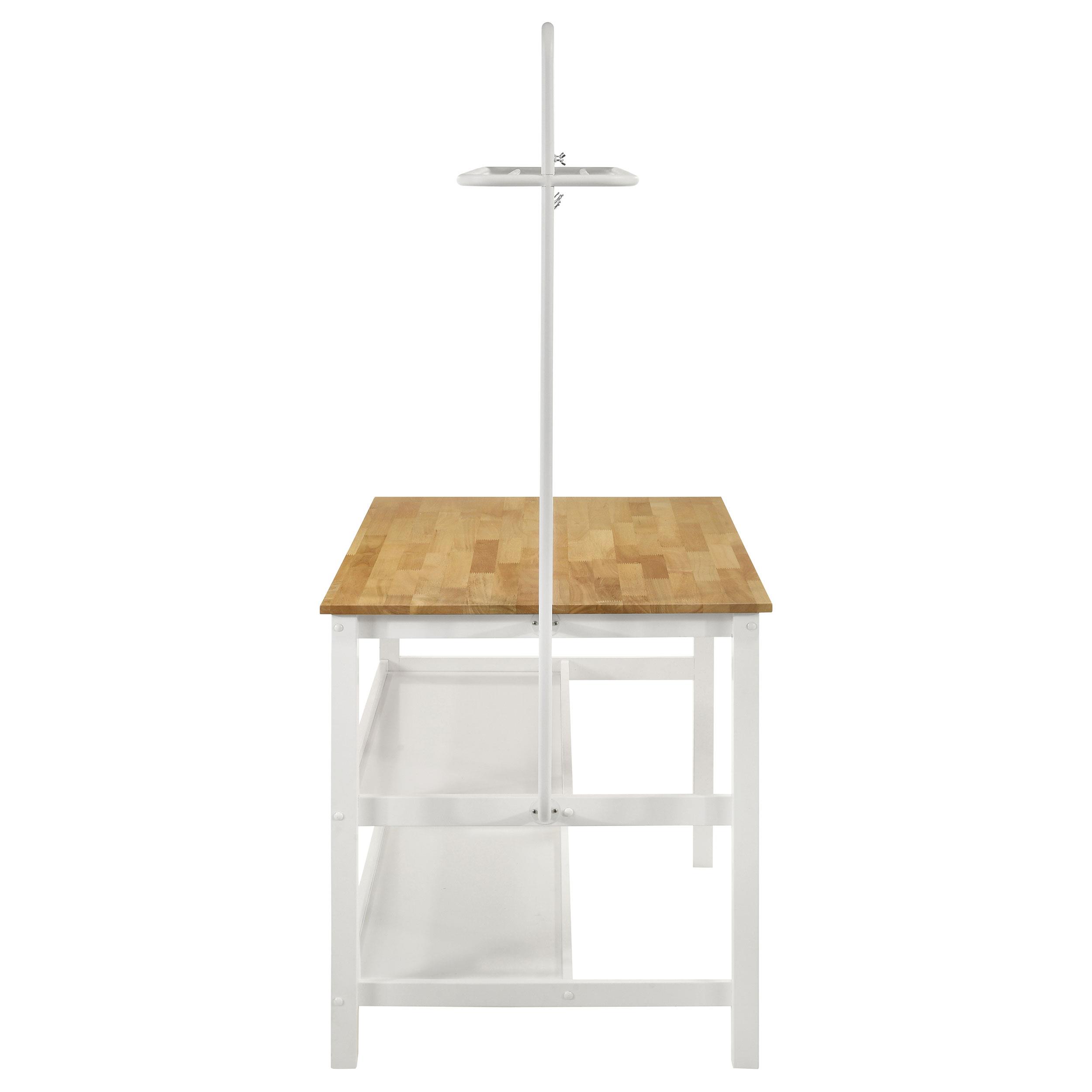 Model: 122246 | Coaster Edgeworth Kitchen Island Counter Table with Pot Rack White
