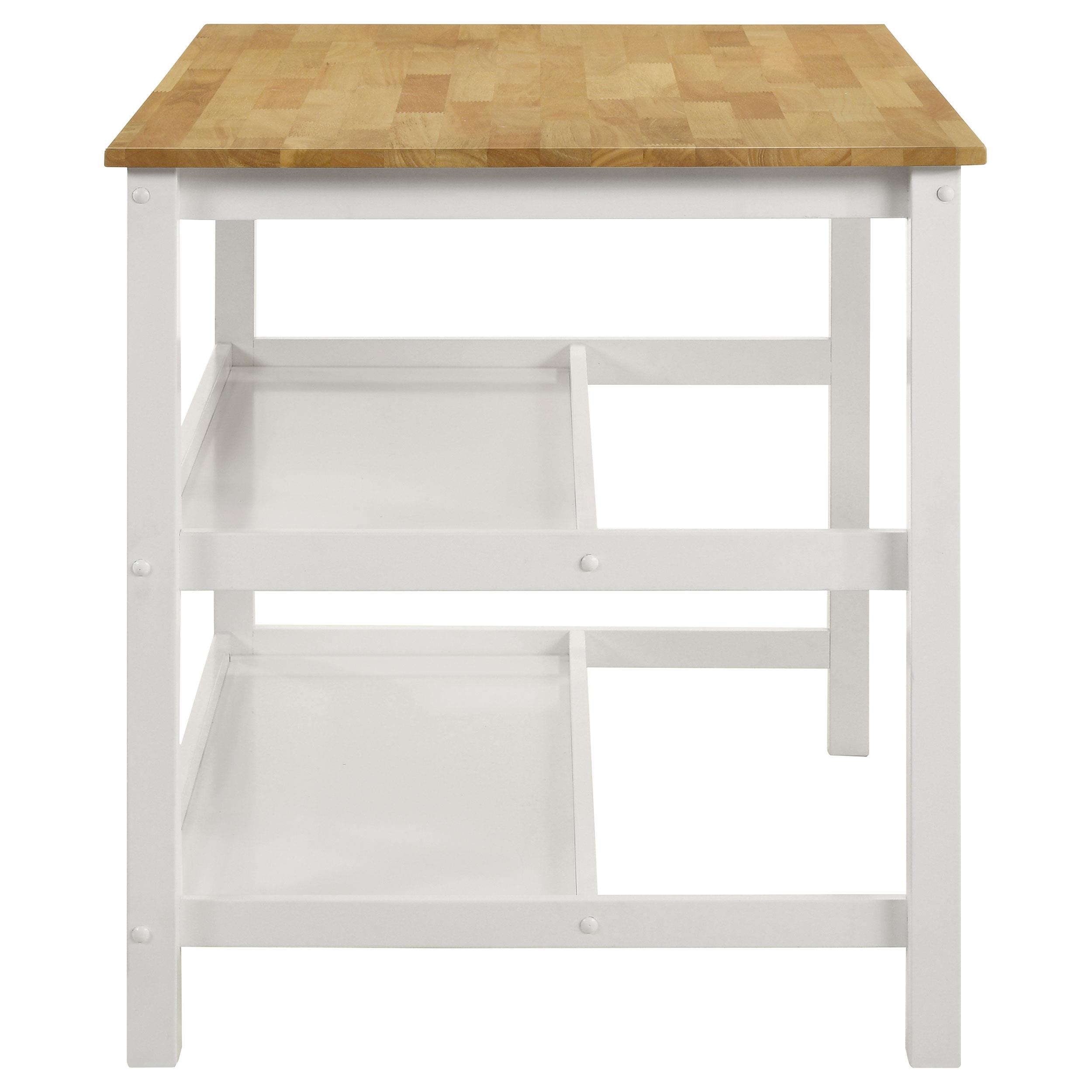 Model: 122246 | Coaster Edgeworth Kitchen Island Counter Table with Pot Rack White