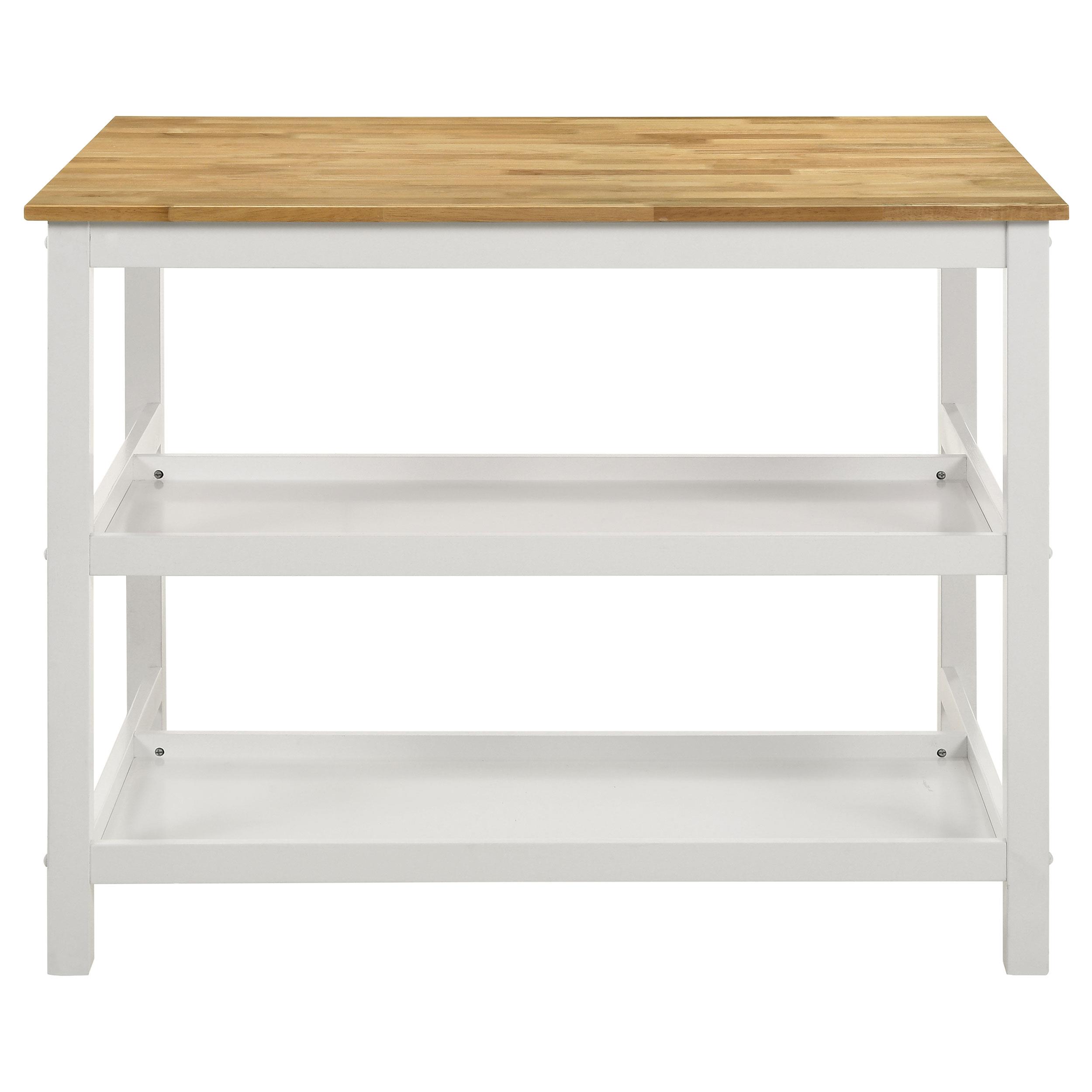 Model: 122246 | Coaster Edgeworth Kitchen Island Counter Table with Pot Rack White