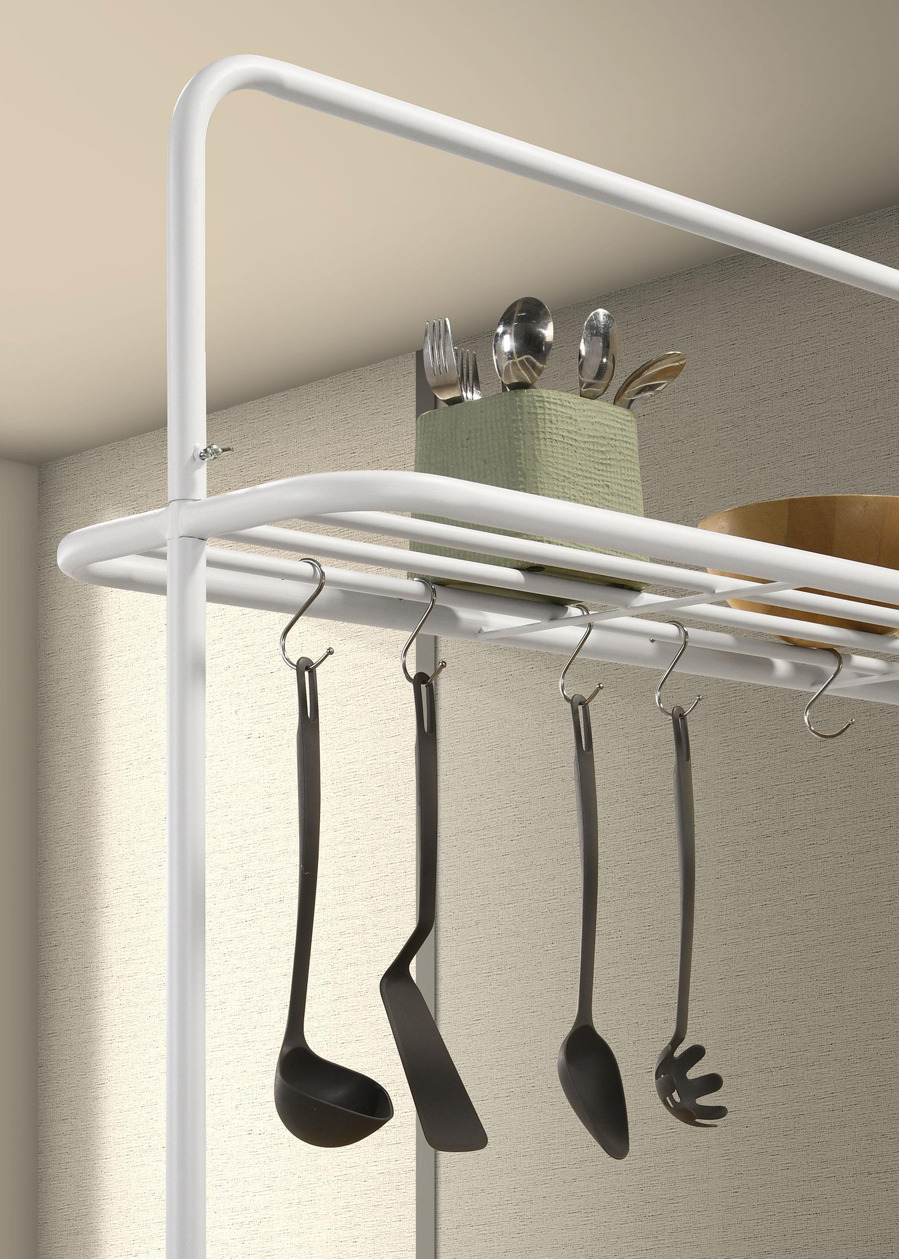 Model: 122246 | Coaster Edgeworth Kitchen Island Counter Table with Pot Rack White