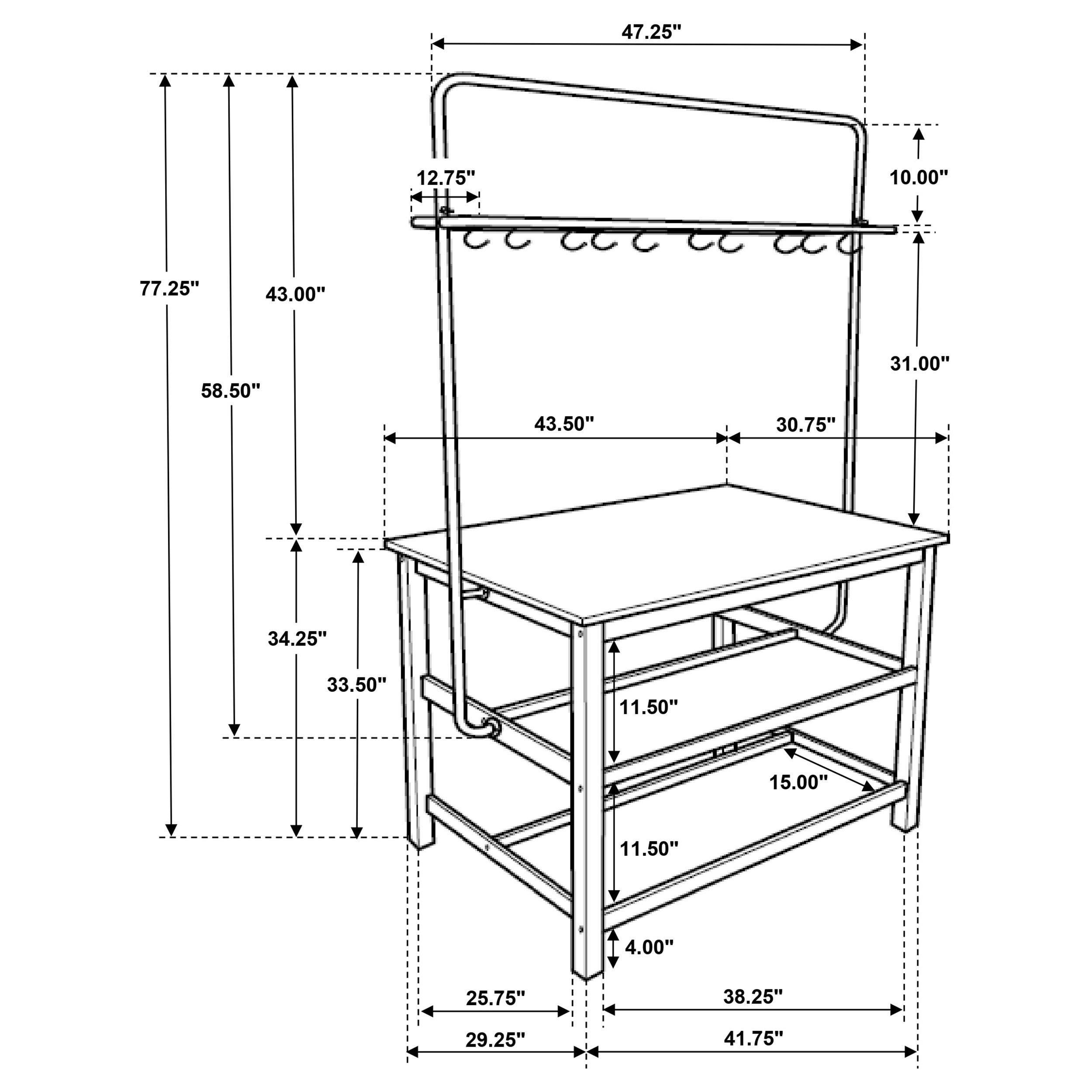 Model: 122246 | Coaster Edgeworth Kitchen Island Counter Table with Pot Rack White