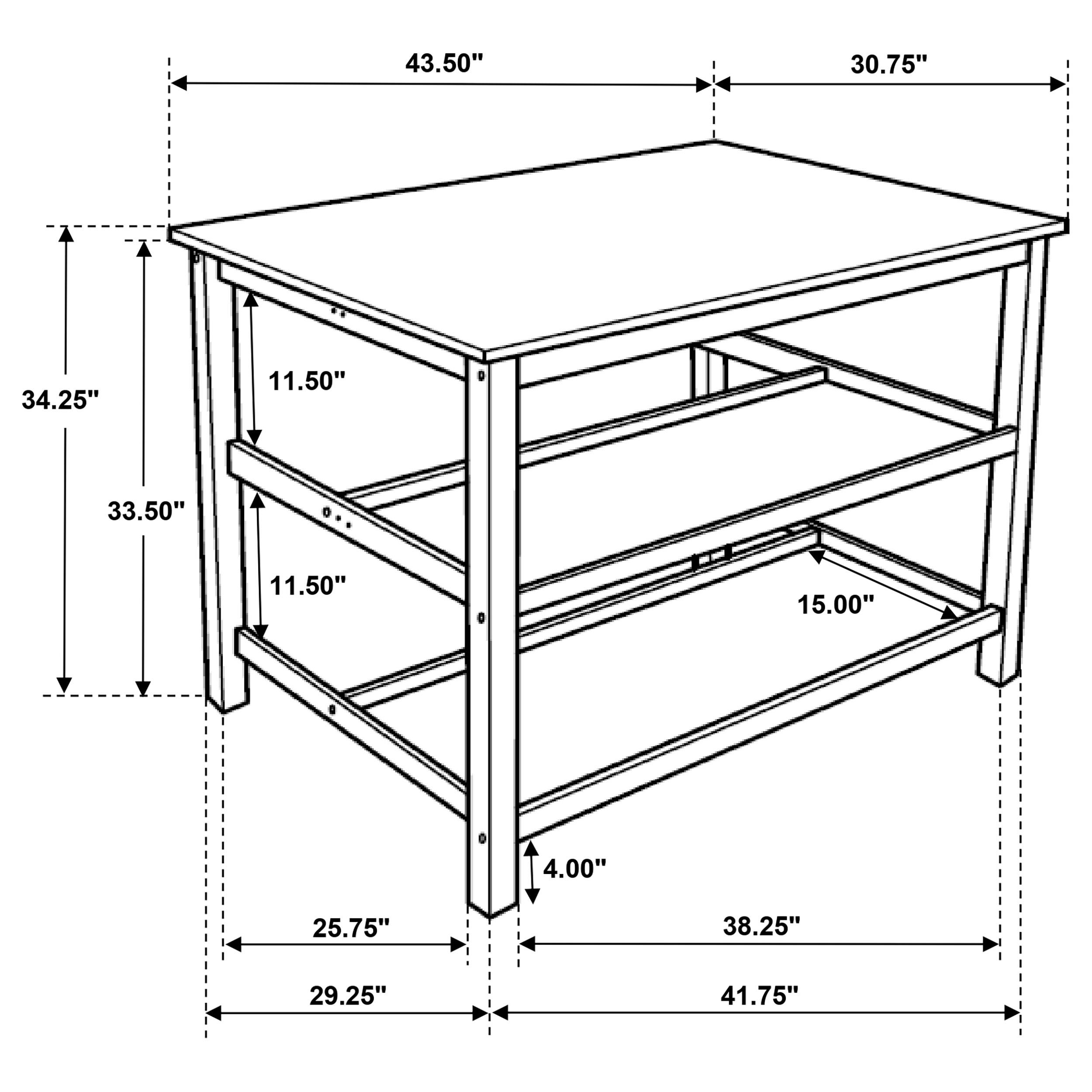 Model: 122246 | Coaster Edgeworth Kitchen Island Counter Table with Pot Rack White