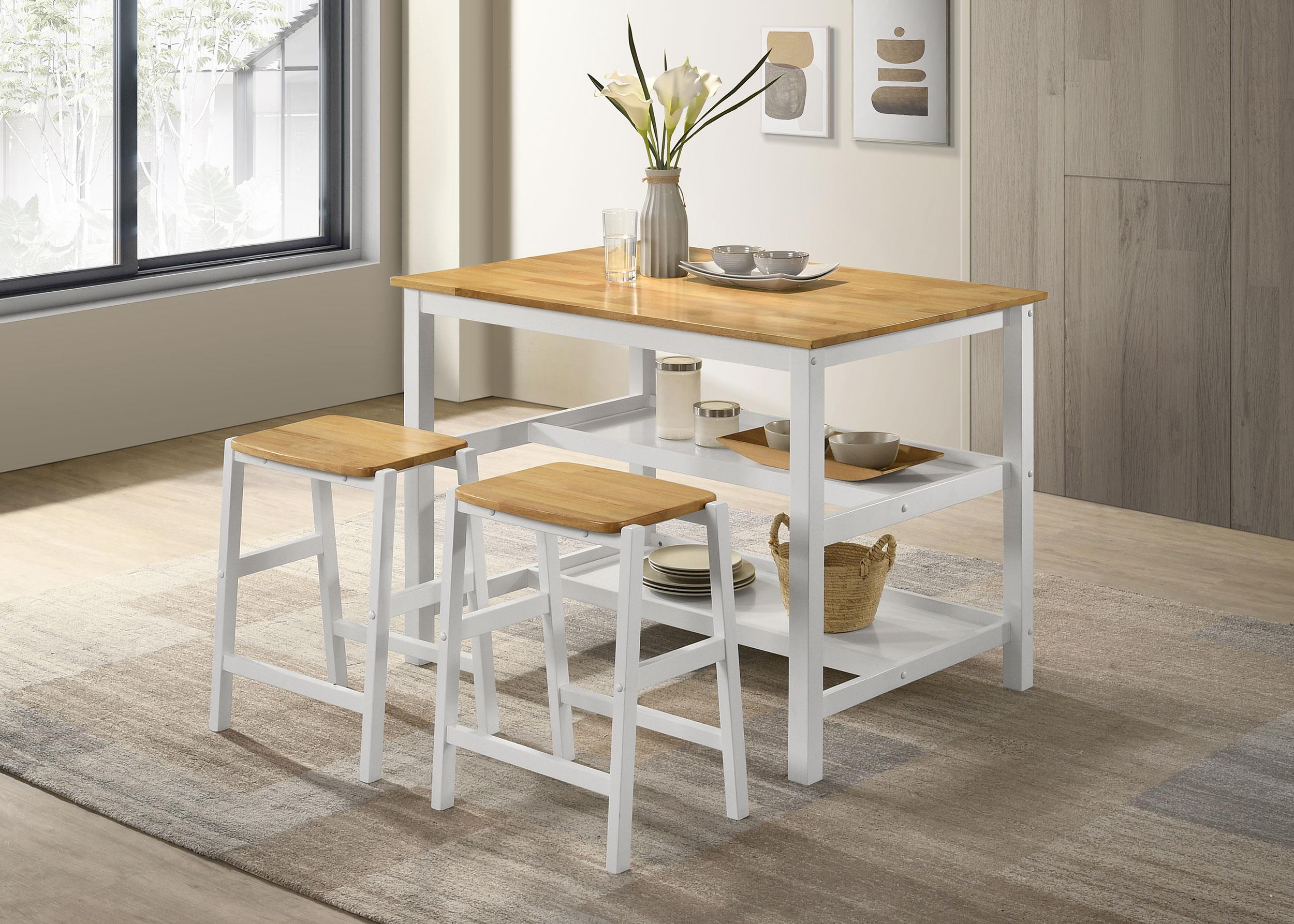 Model: 122246 | Coaster Edgeworth Kitchen Island Counter Table with Pot Rack White