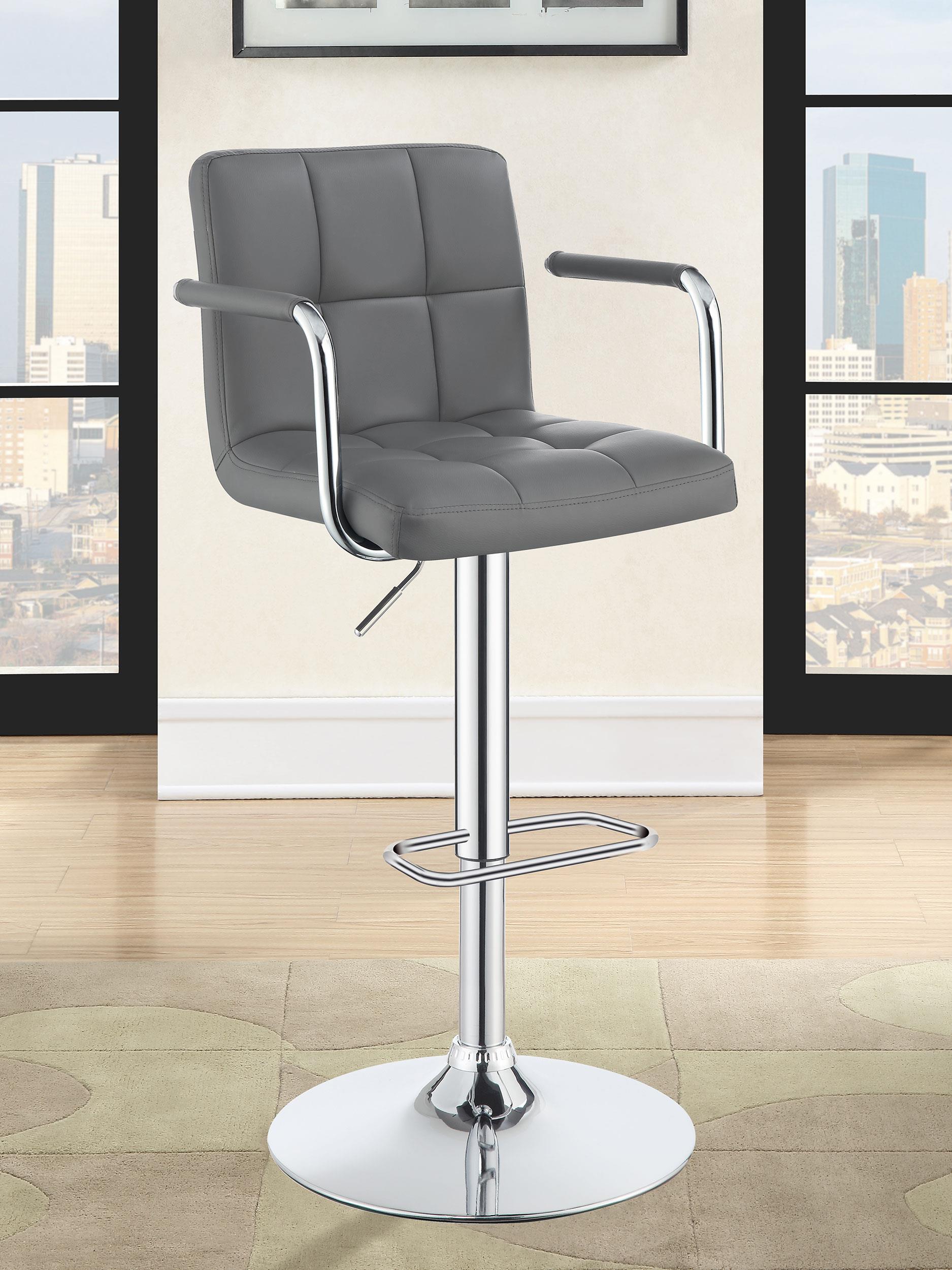 Model: 121096 | Coaster Palomar Adjustable Height Bar Stool Grey and Chrome