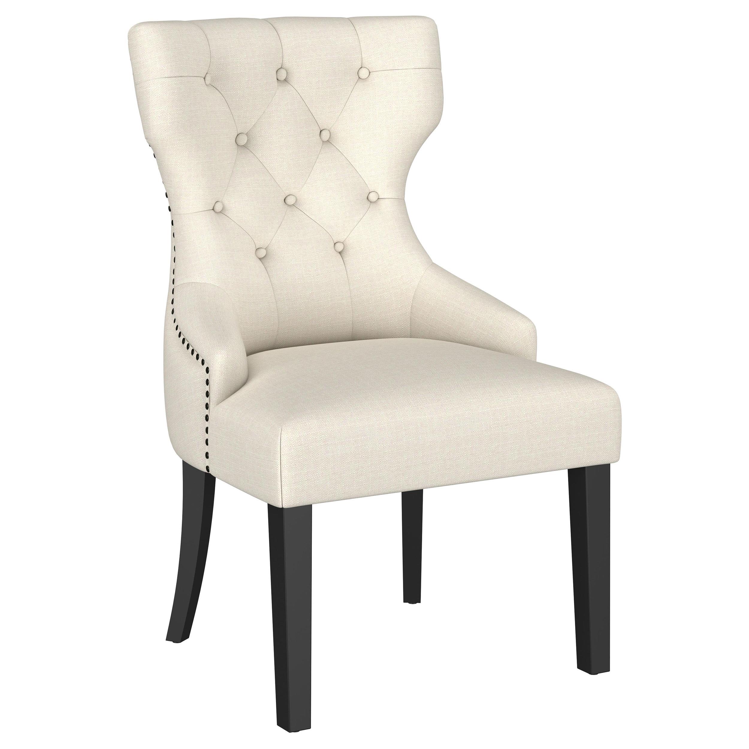 Coaster Baney Fabric Upholstered Dining Side Chair Beige and Black