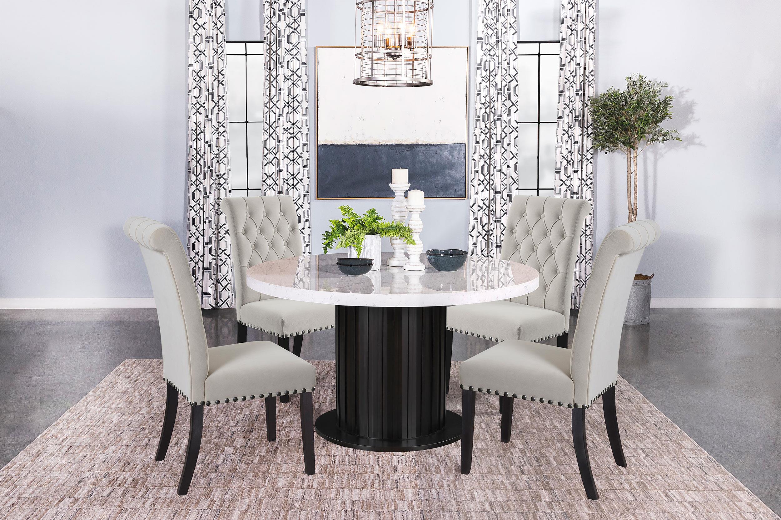 Model: 115182 | Coaster Alana Velvet Upholstered Dining Side Chair Sand (Set of 2)