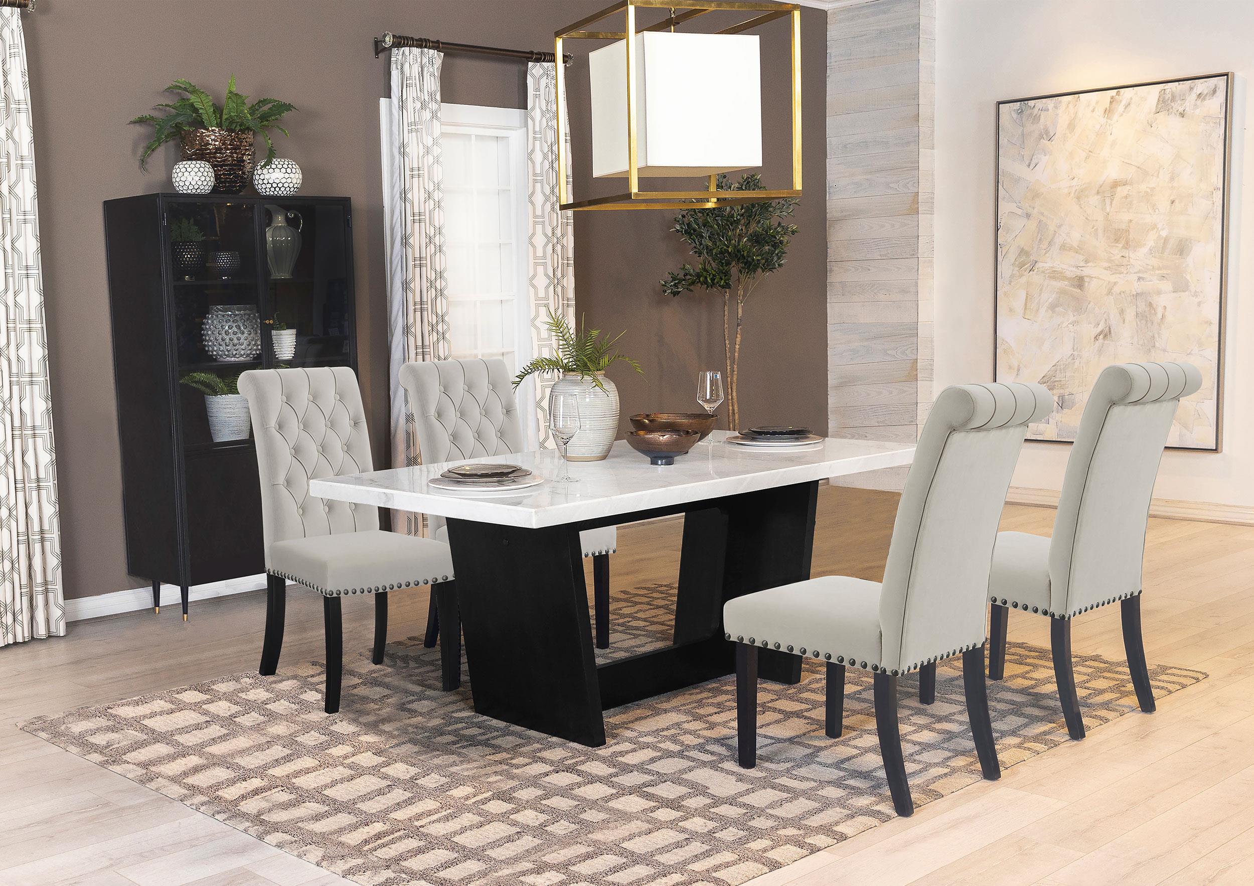 Model: 115182 | Coaster Alana Velvet Upholstered Dining Side Chair Sand (Set of 2)