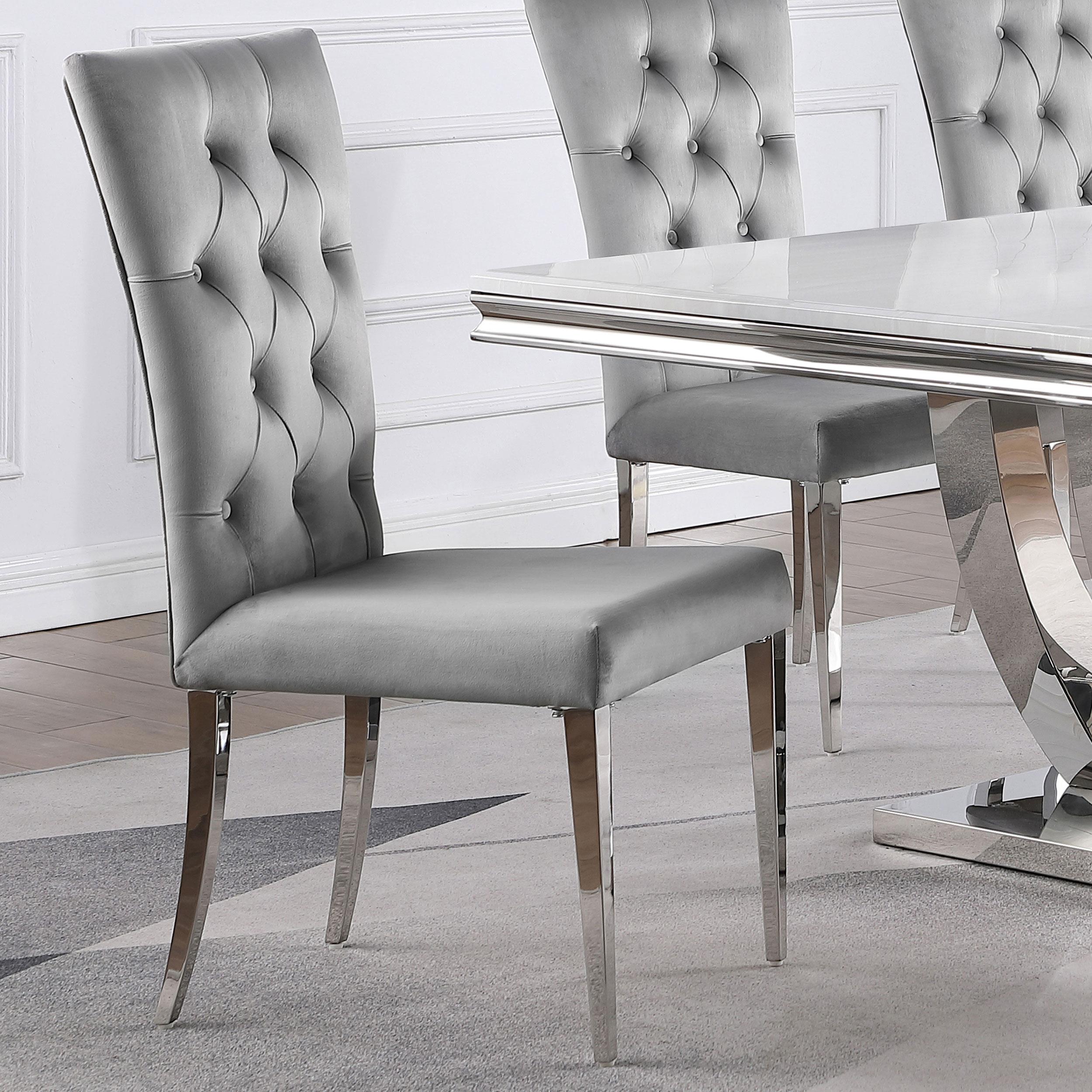 Model: 111103 | Coaster Kerwin Velvet Upholstered Dining Side Chair Grey (Set of 2)