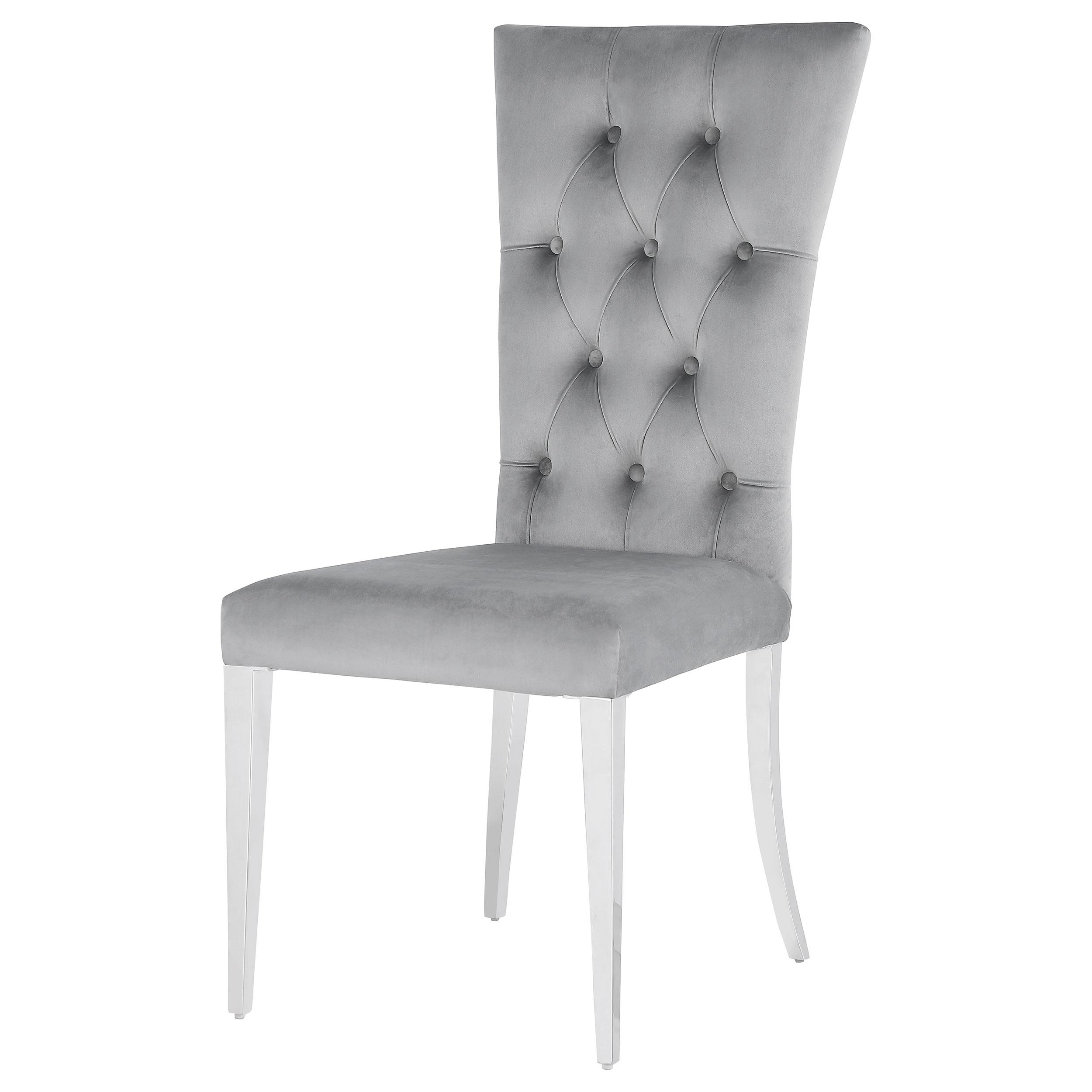 Model: 111103 | Coaster Kerwin Velvet Upholstered Dining Side Chair Grey (Set of 2)