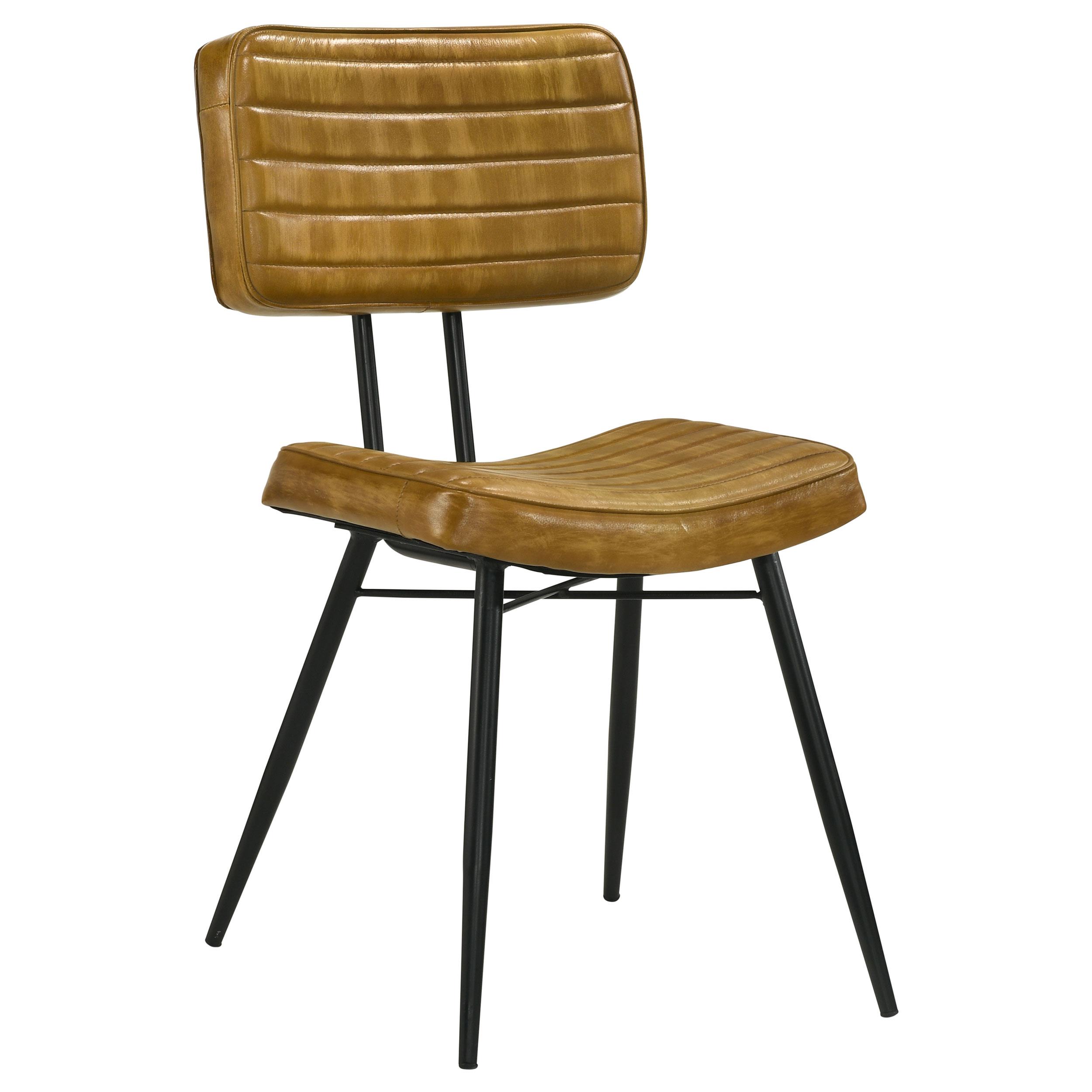 Coaster Misty Leather Upholstered Dining Side Chair Camel (Set of 2)
