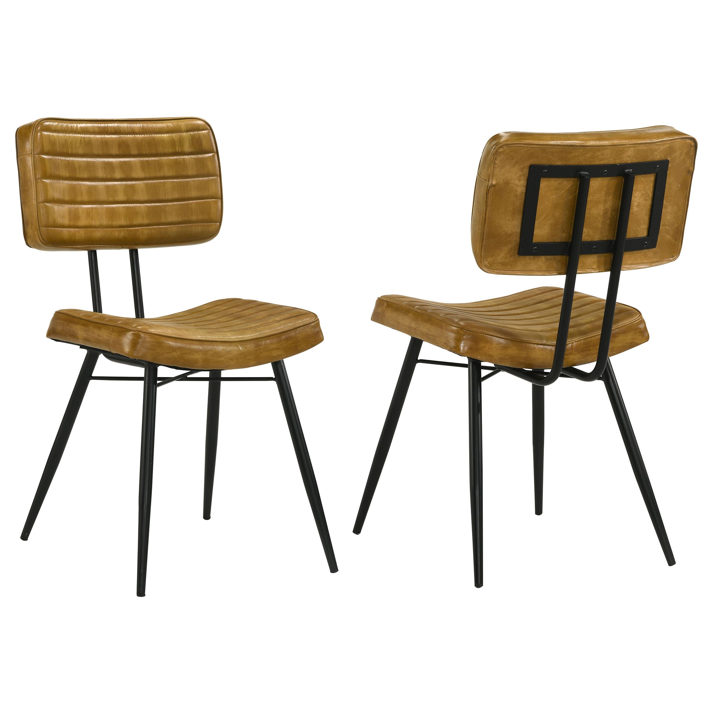 Model: 110642 | Coaster Misty Leather Upholstered Dining Side Chair Camel (Set of 2)