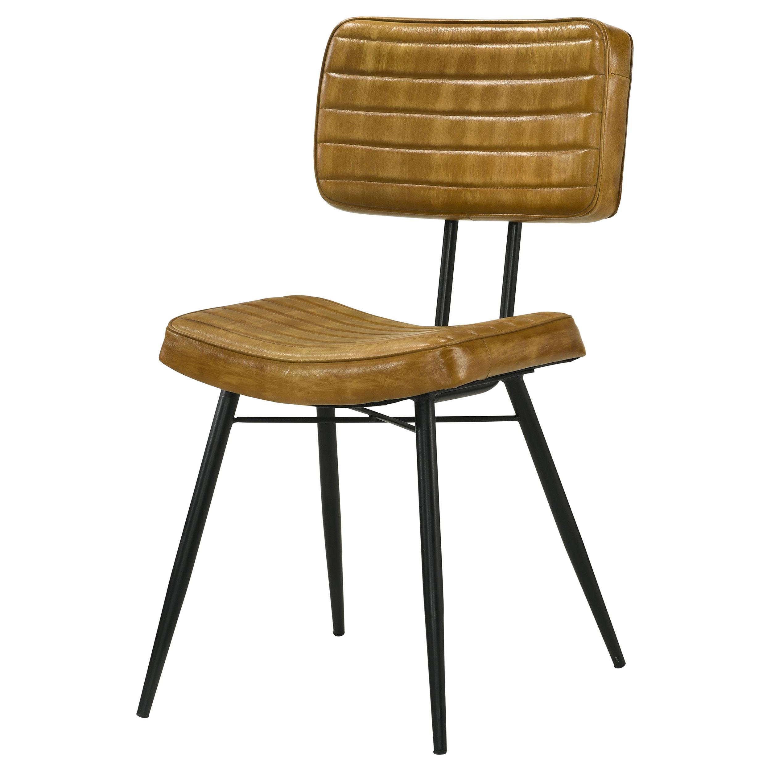 Model: 110642 | Coaster Misty Leather Upholstered Dining Side Chair Camel (Set of 2)