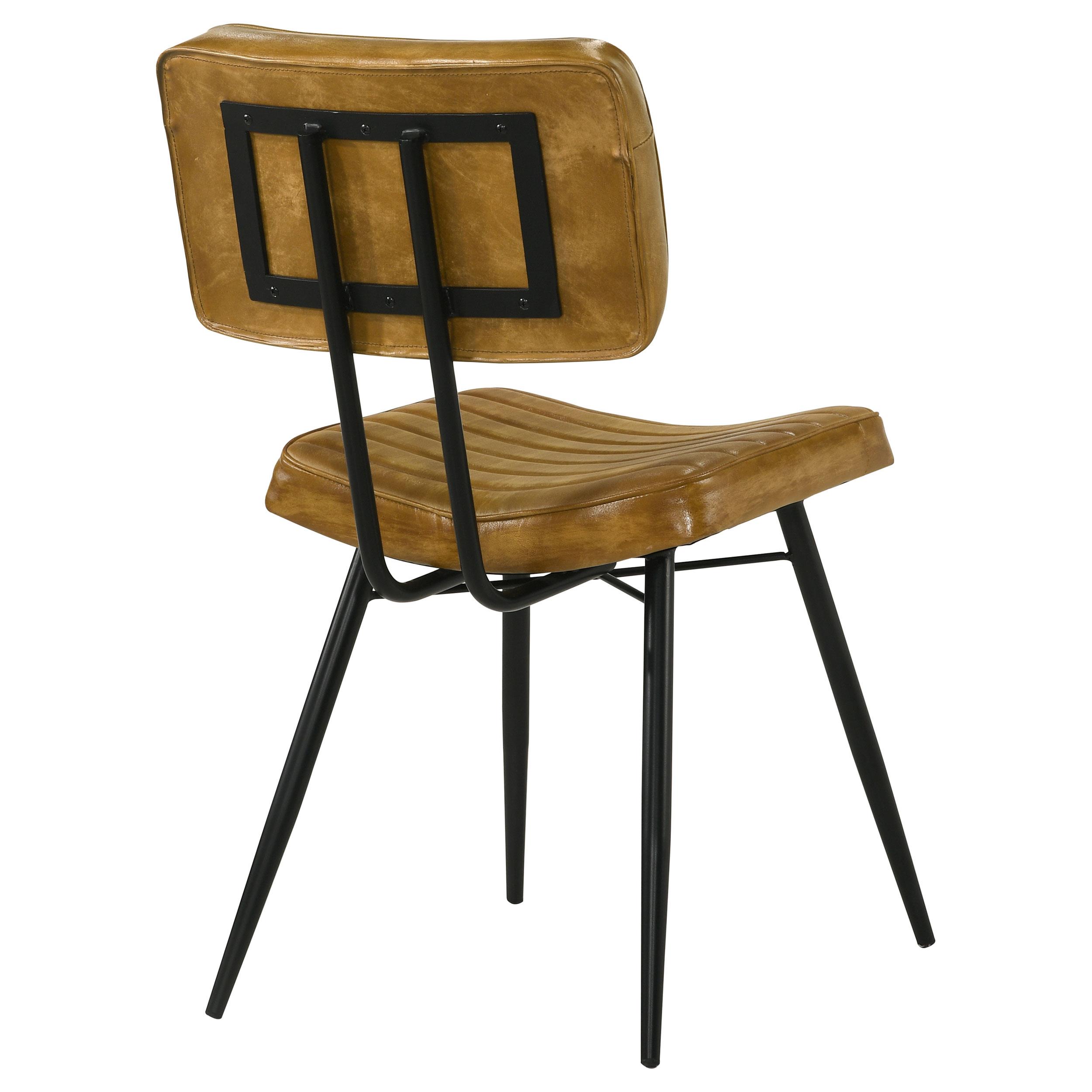 Model: 110642 | Coaster Misty Leather Upholstered Dining Side Chair Camel (Set of 2)