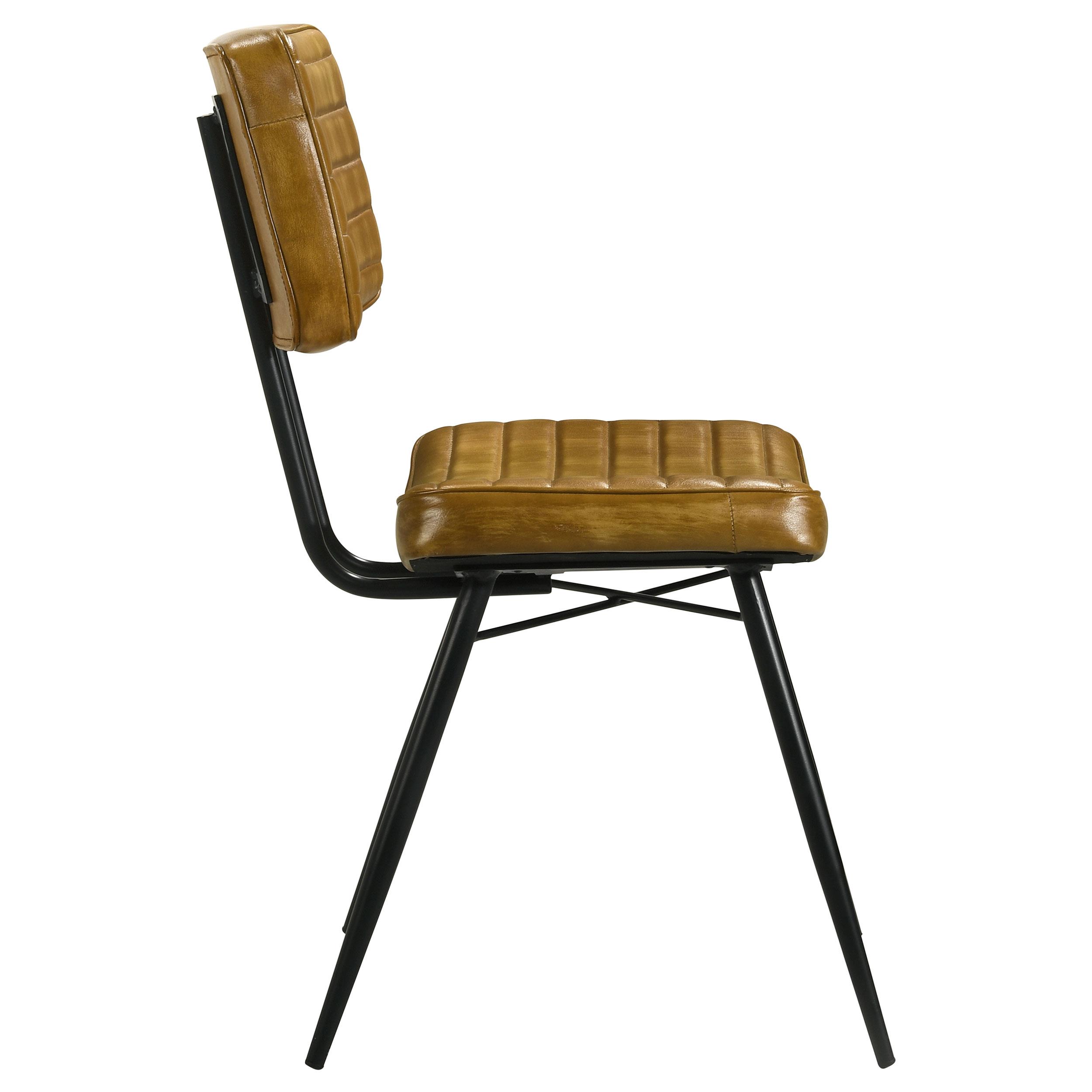Model: 110642 | Coaster Misty Leather Upholstered Dining Side Chair Camel (Set of 2)