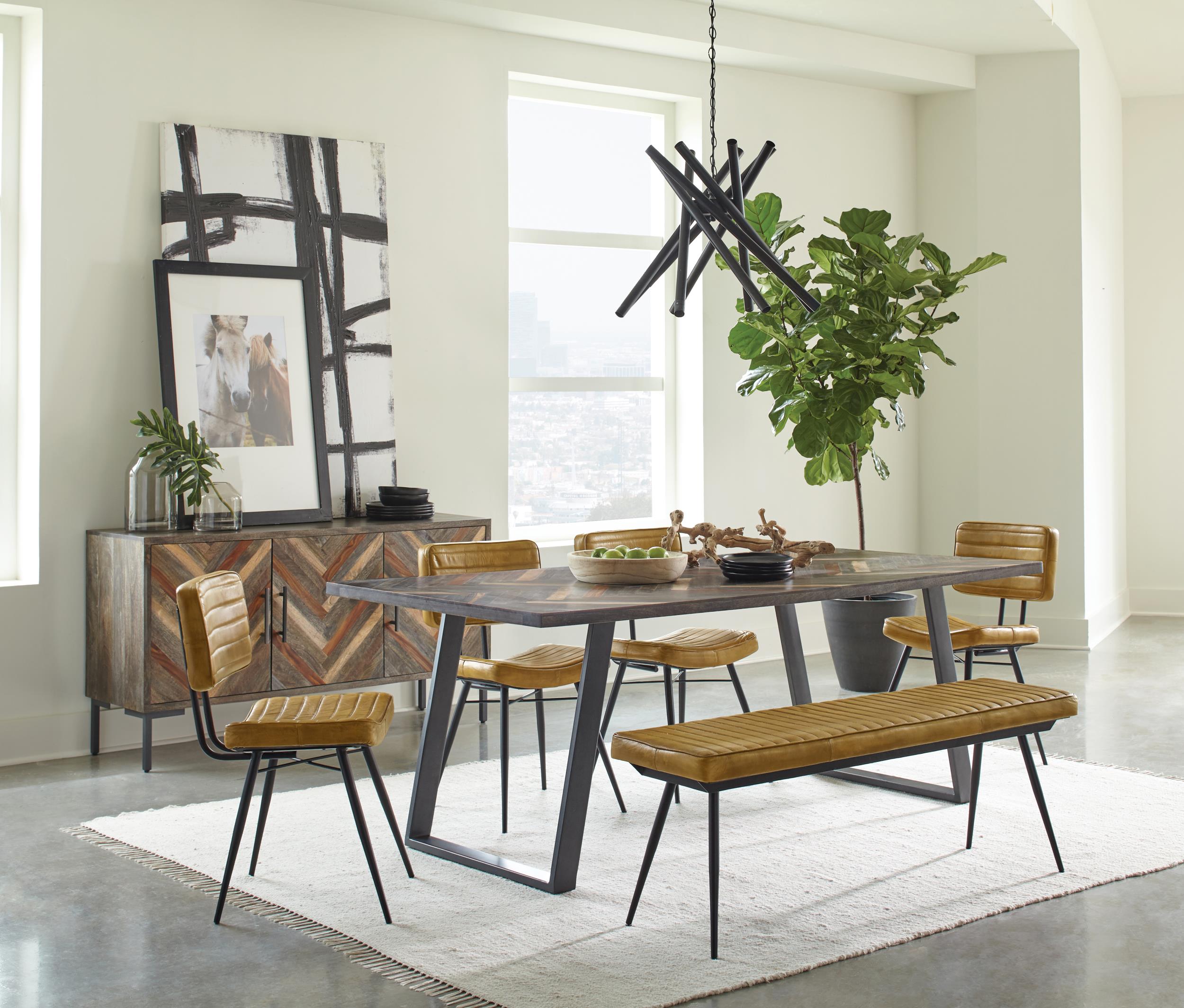 Model: 110642 | Coaster Misty Leather Upholstered Dining Side Chair Camel (Set of 2)
